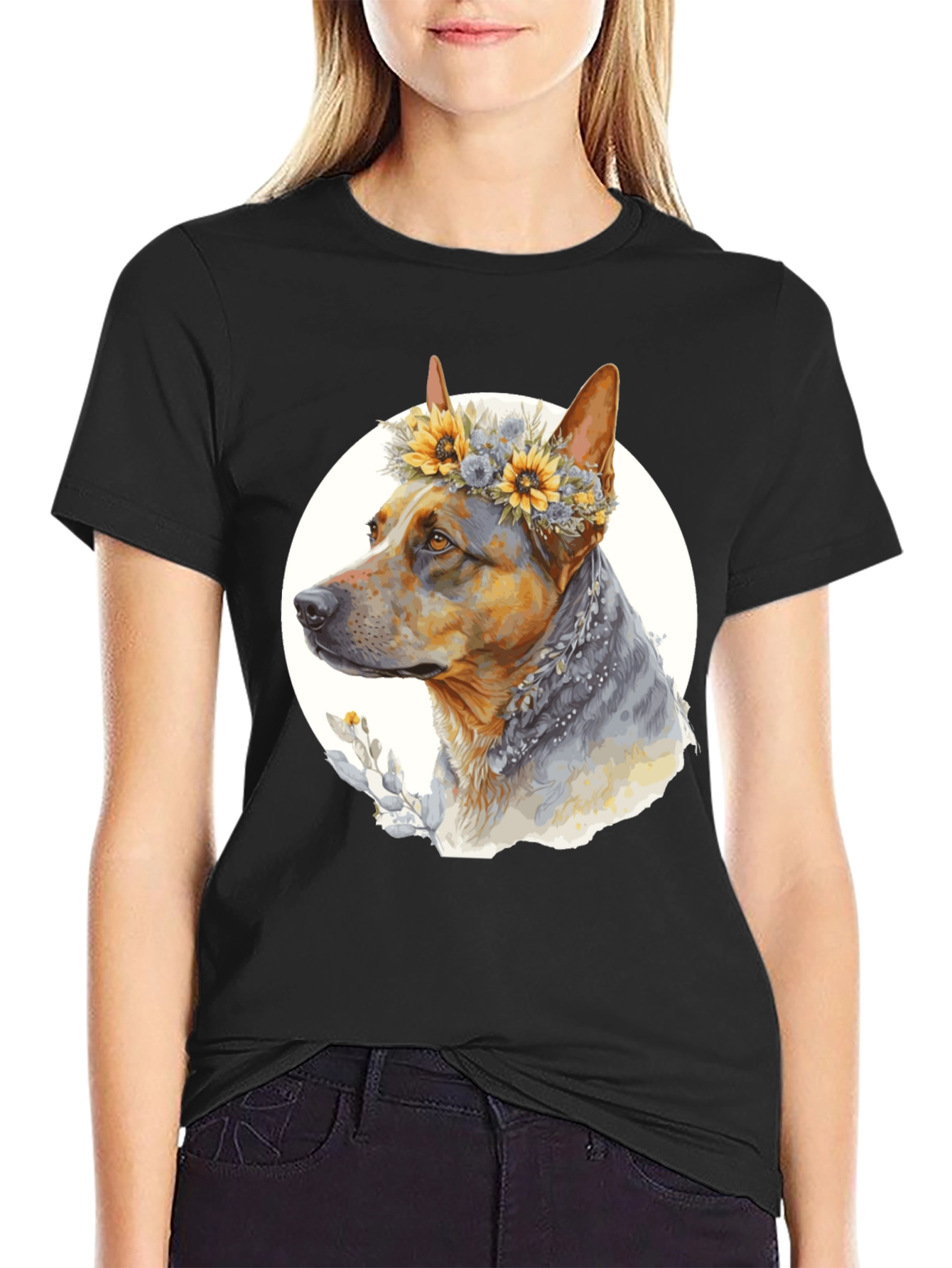 Dog with Floral Crown T-Shirt - Unisex
