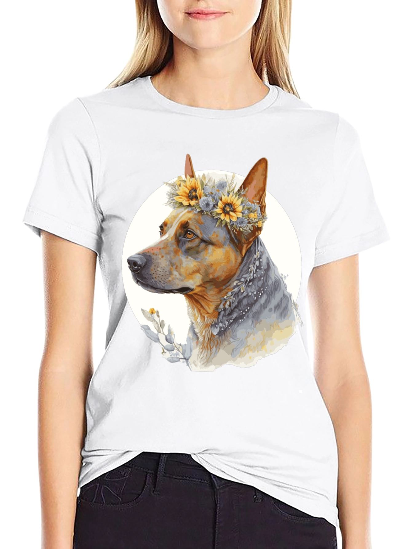 Dog with Floral Crown T-Shirt - Unisex