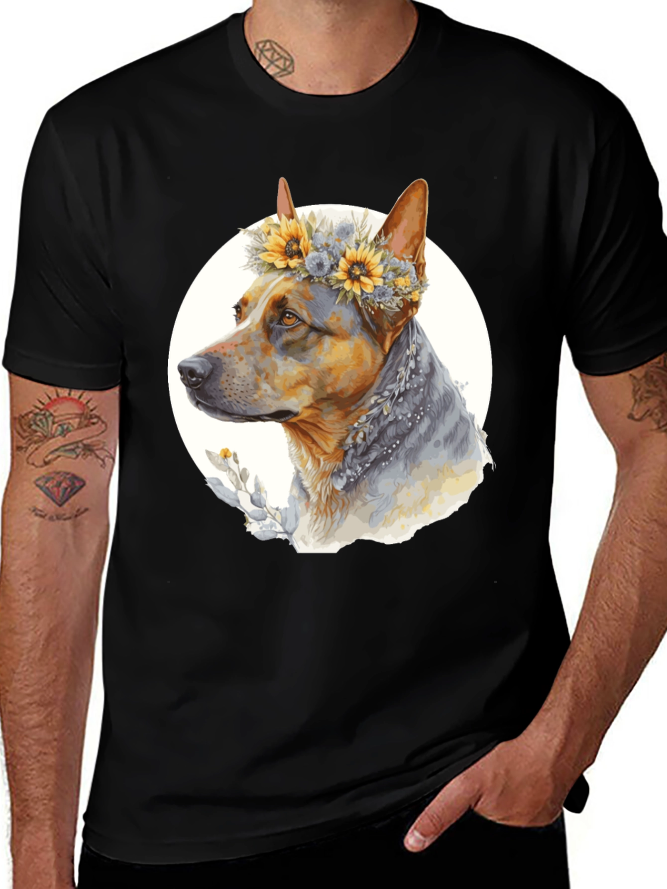 Dog with Floral Crown T-Shirt - Unisex
