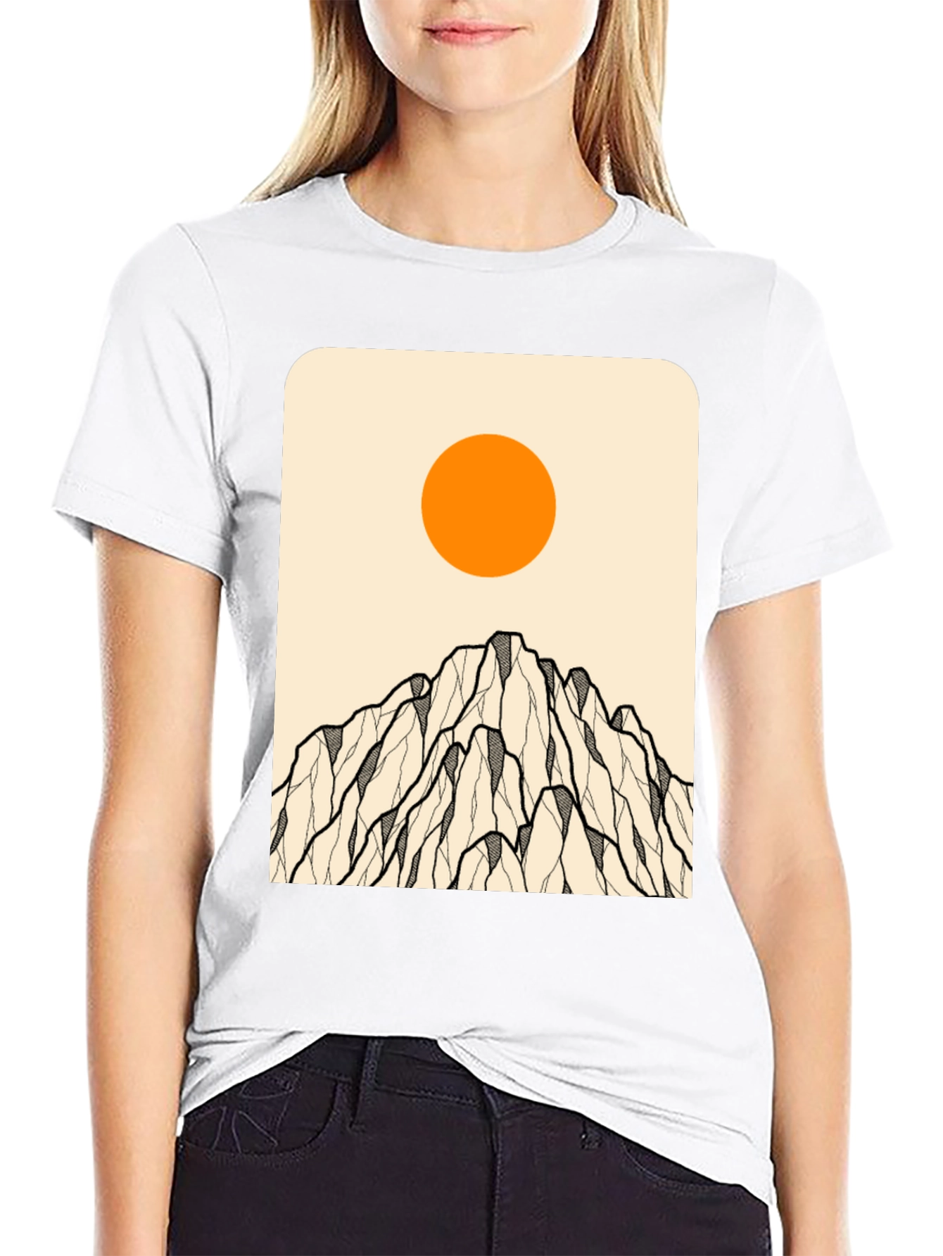 Minimalist Mountain & Sun Graphic Tee