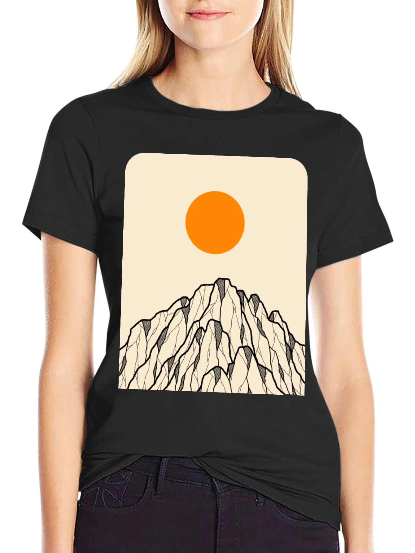 Minimalist Mountain & Sun Graphic Tee
