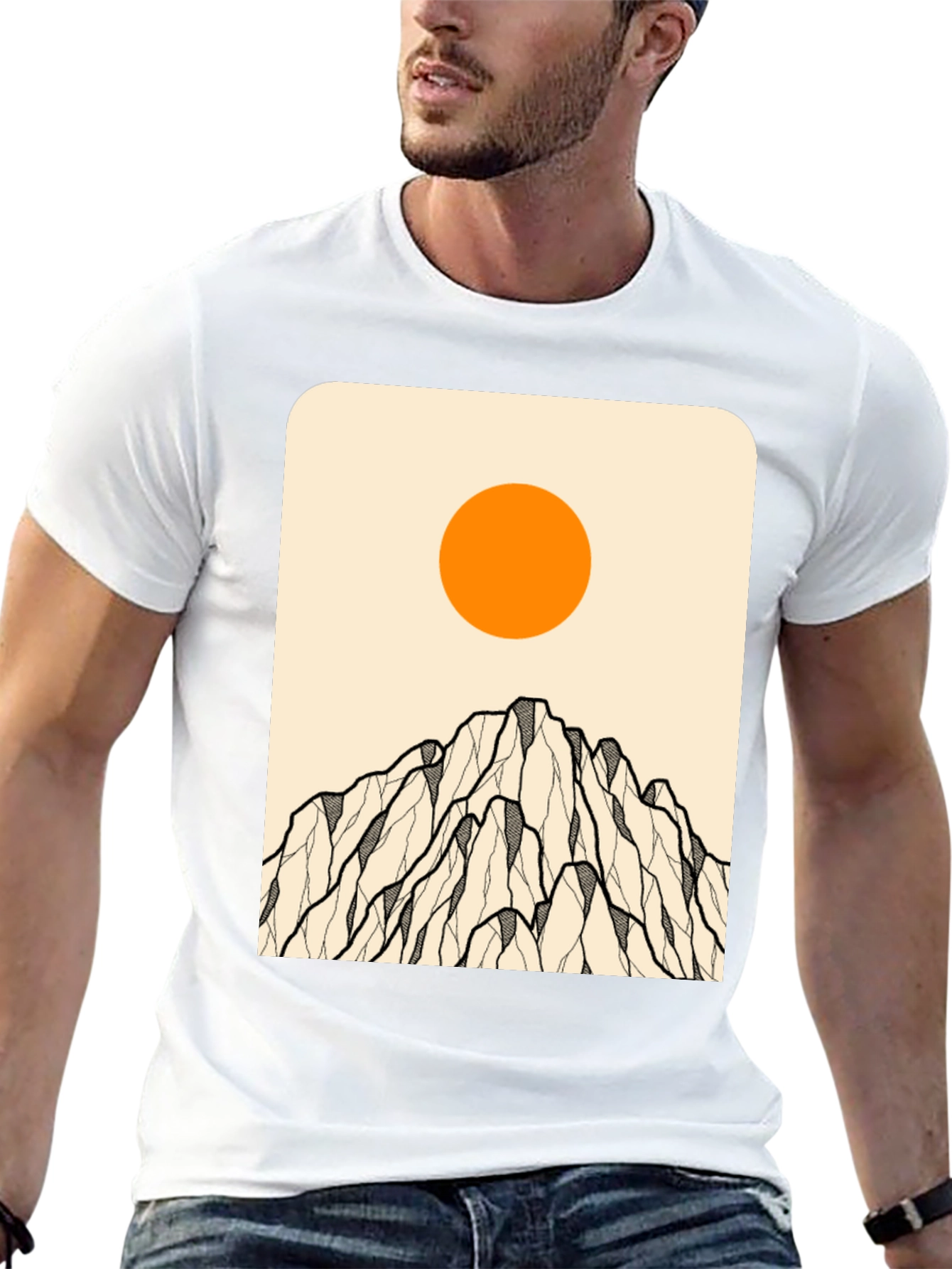 Minimalist Mountain & Sun Graphic Tee