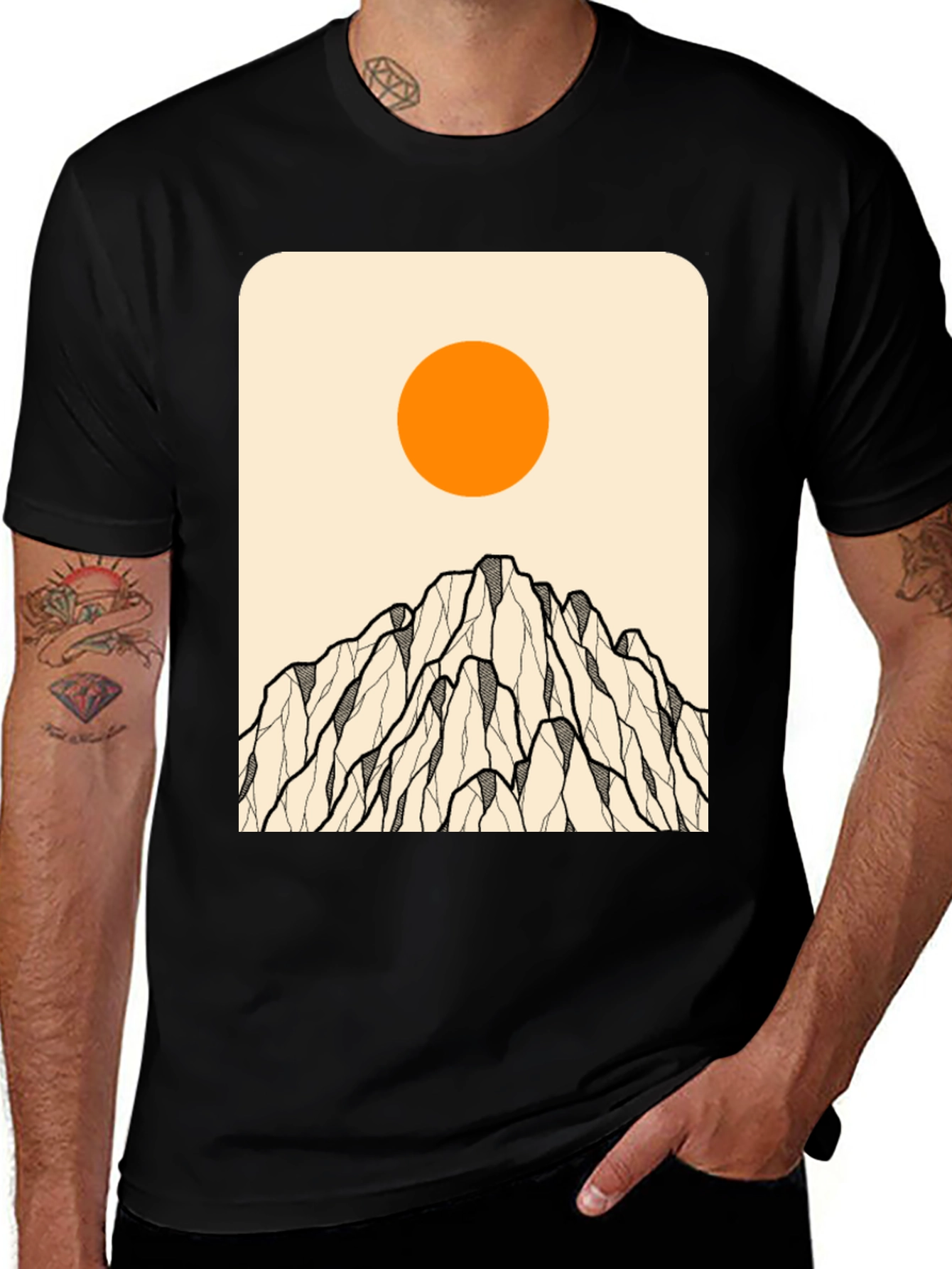 Minimalist Mountain & Sun Graphic Tee