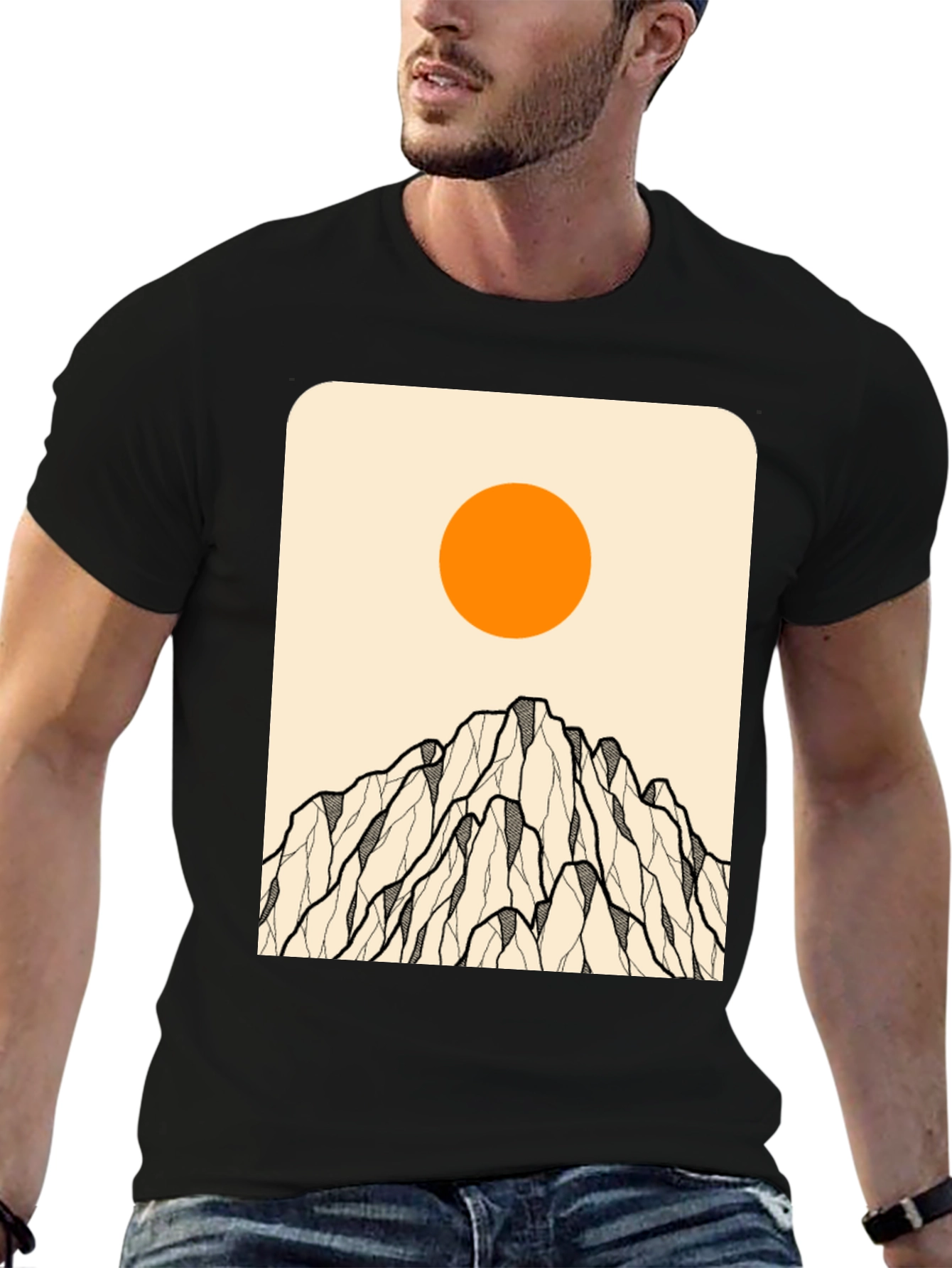 Minimalist Mountain & Sun Graphic Tee