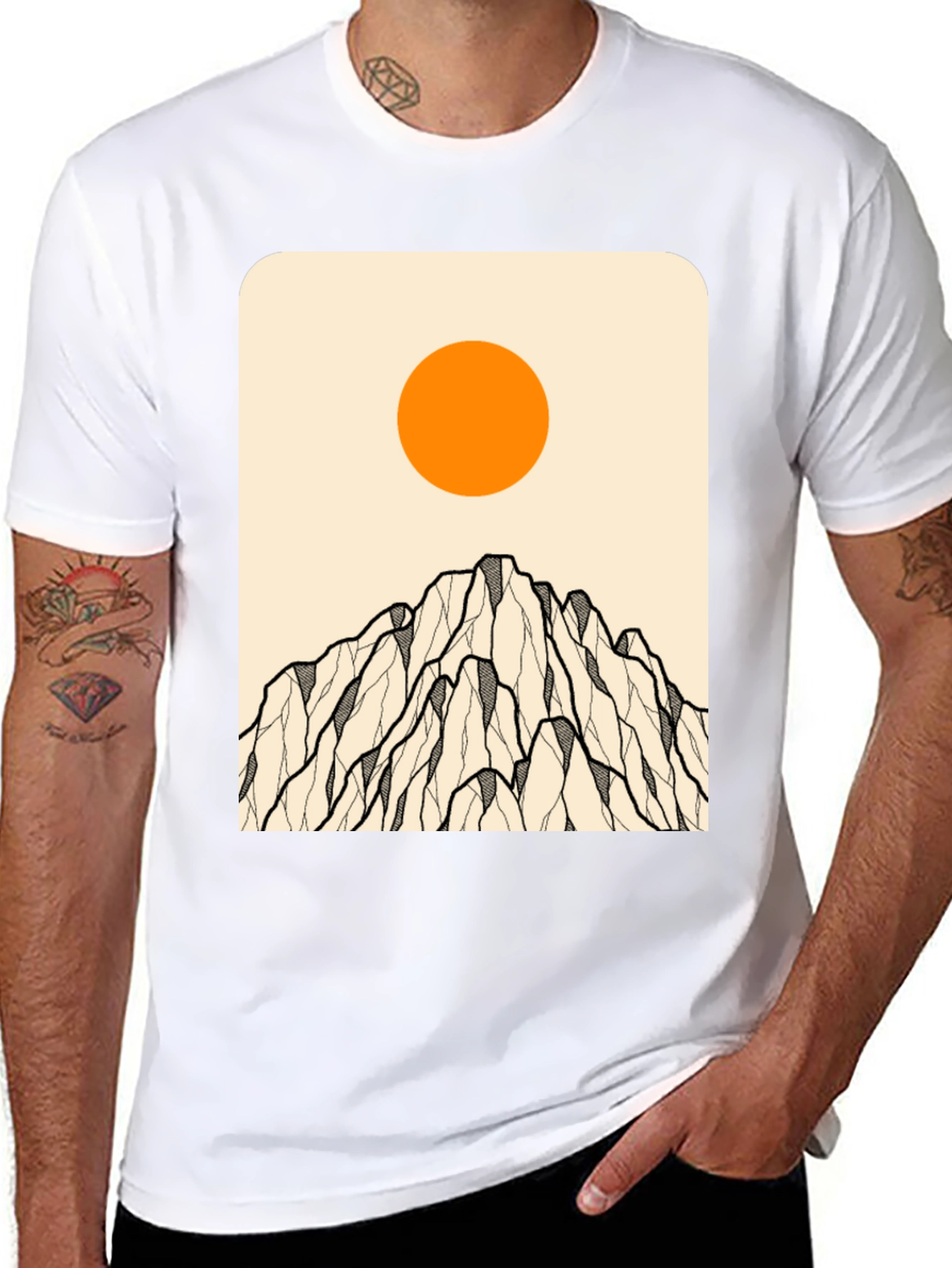 Minimalist Mountain & Sun Graphic Tee