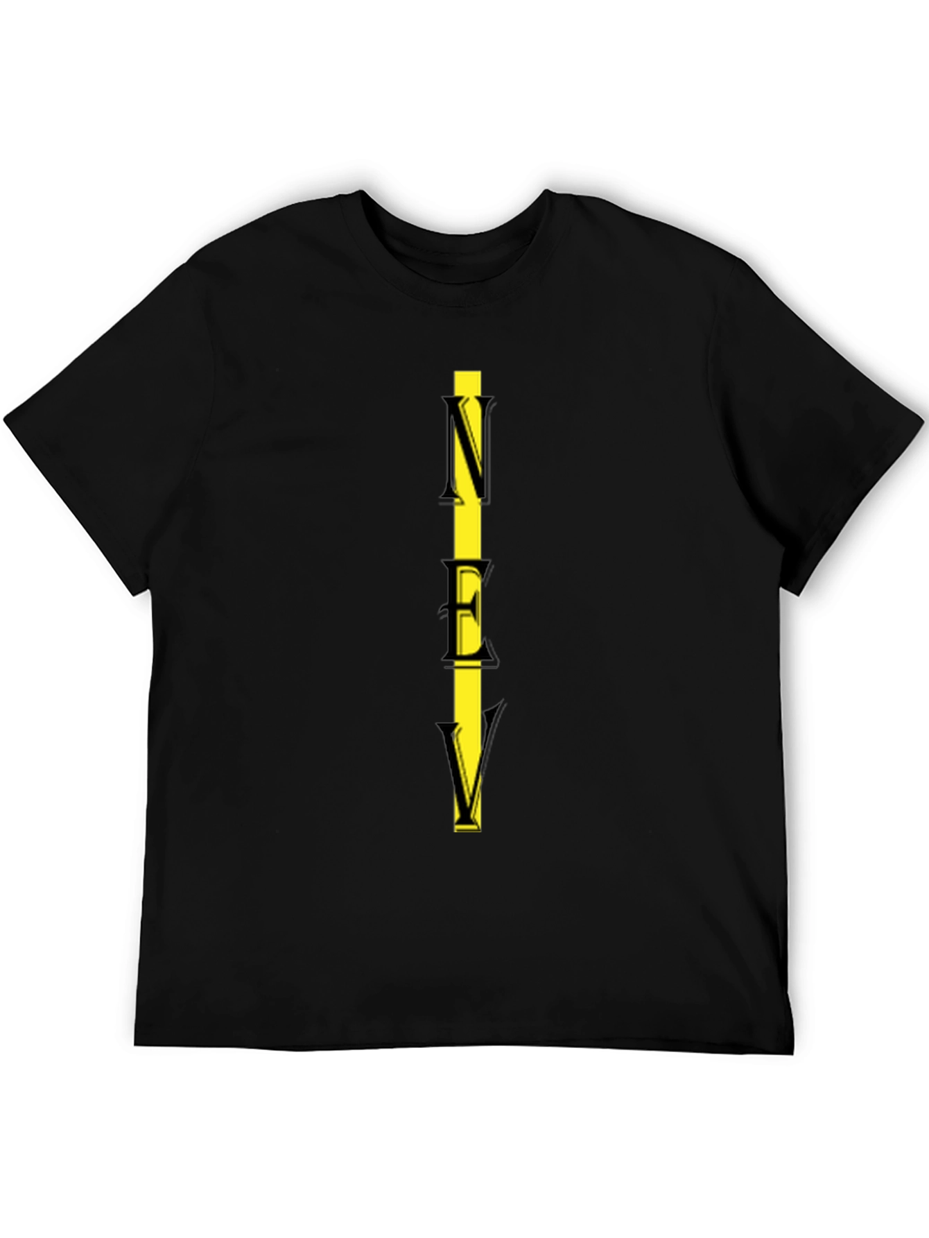 NEV Yellow Striped Black T-Shirt