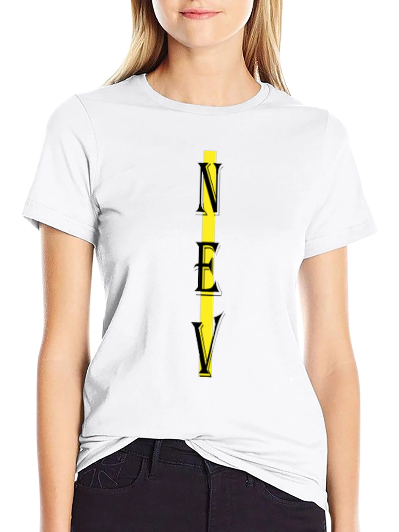 NEV Yellow Striped Black T-Shirt