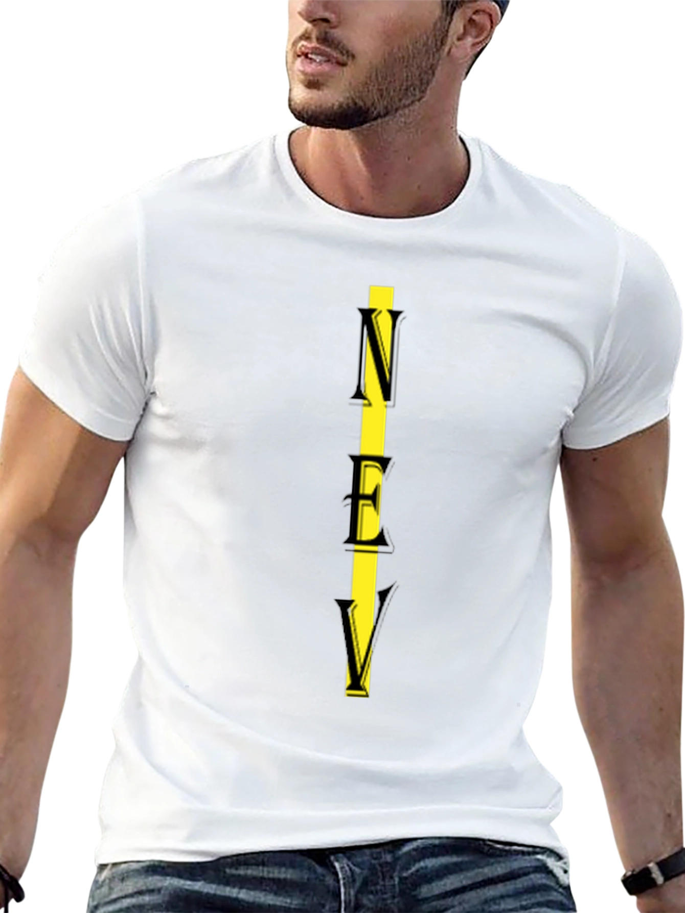 NEV Yellow Striped Black T-Shirt