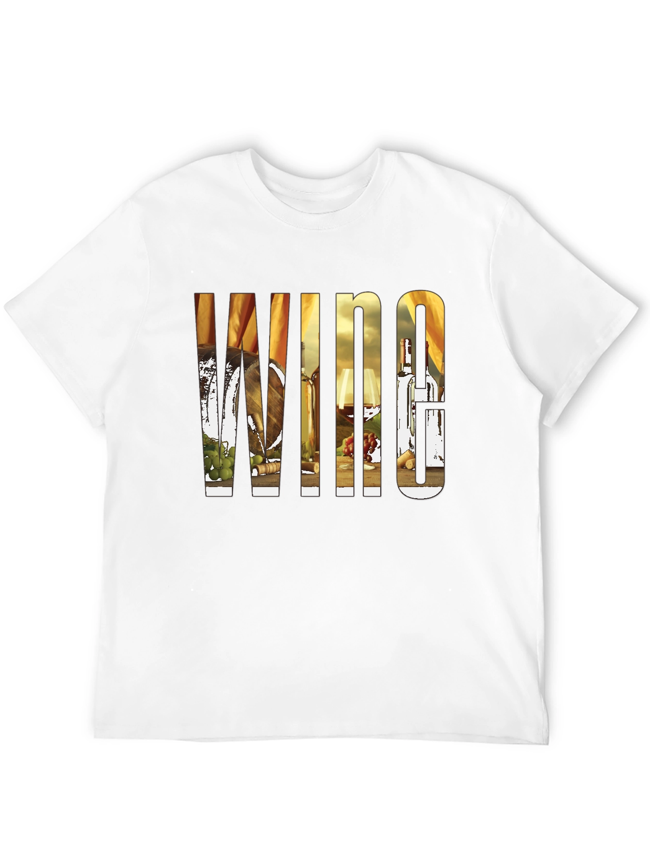Wine Lovers Black T-Shirt: Barrel Bottle Glass Design