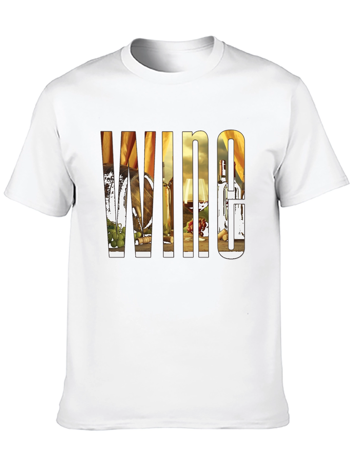 Wine Lovers Black T-Shirt: Barrel Bottle Glass Design