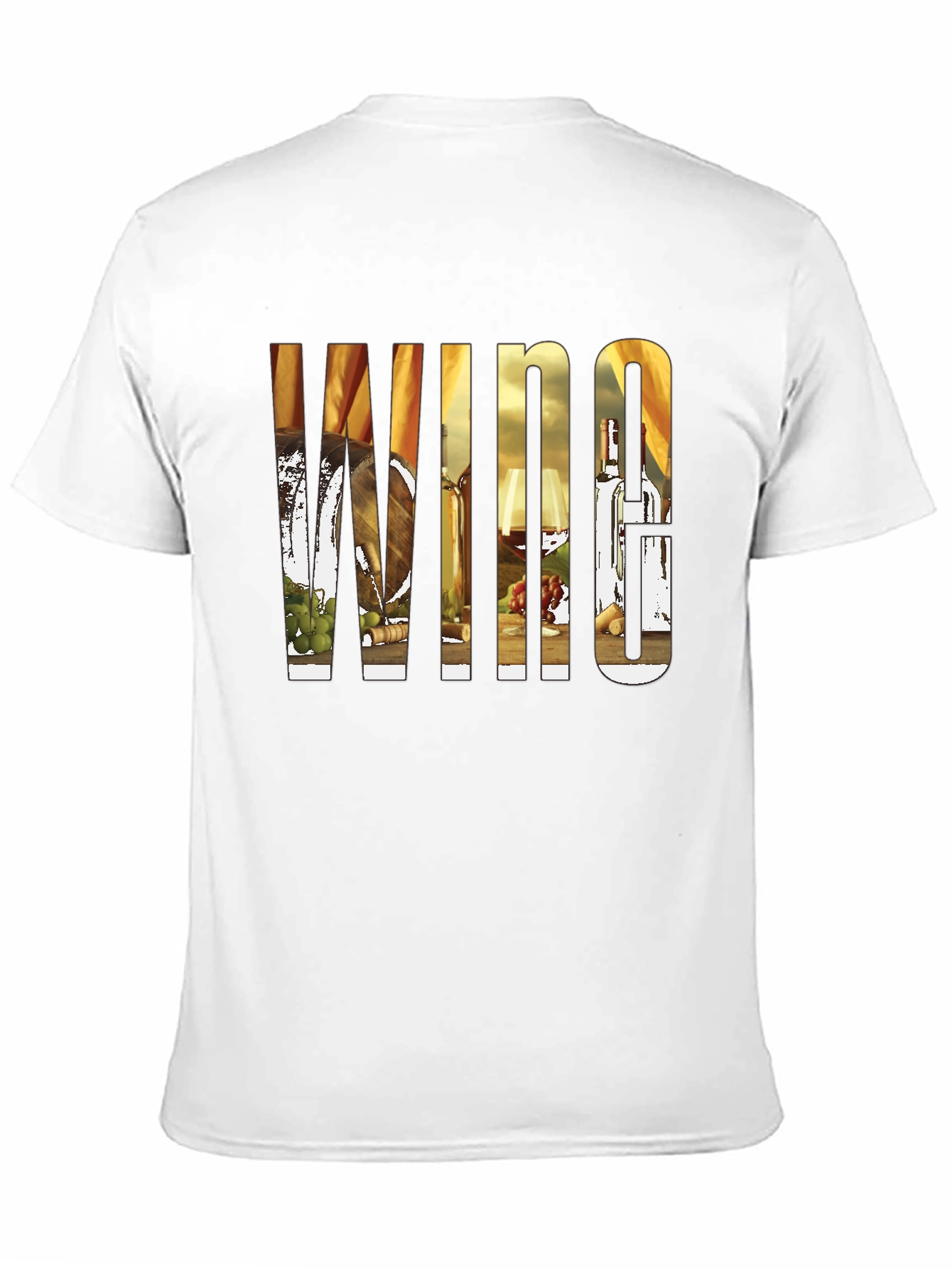 Wine Lovers Black T-Shirt: Barrel Bottle Glass Design