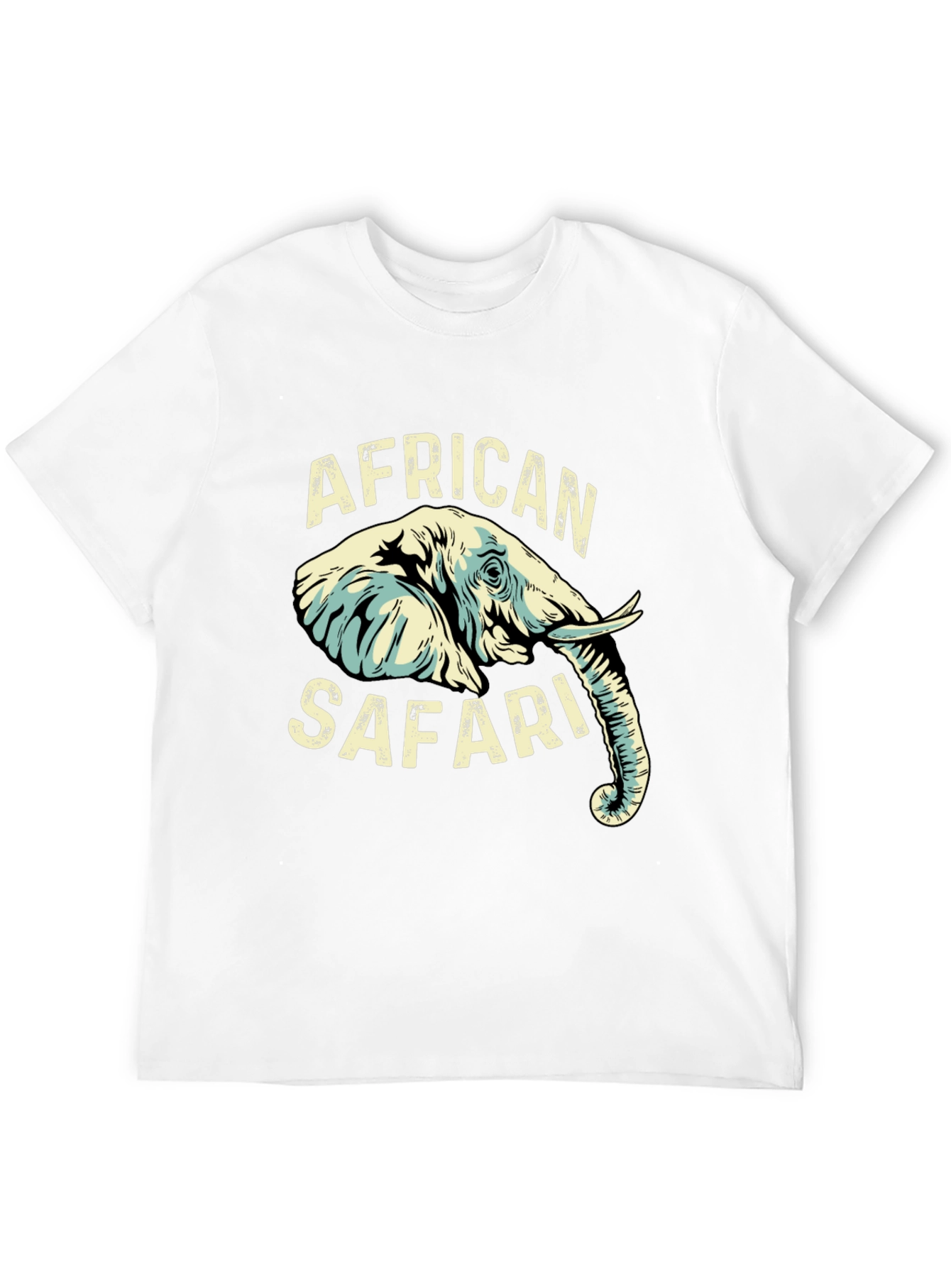 African Safari Elephant Graphic Print Black T-Shirt