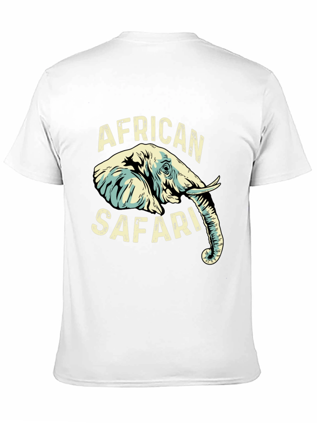 African Safari Elephant Graphic Print Black T-Shirt