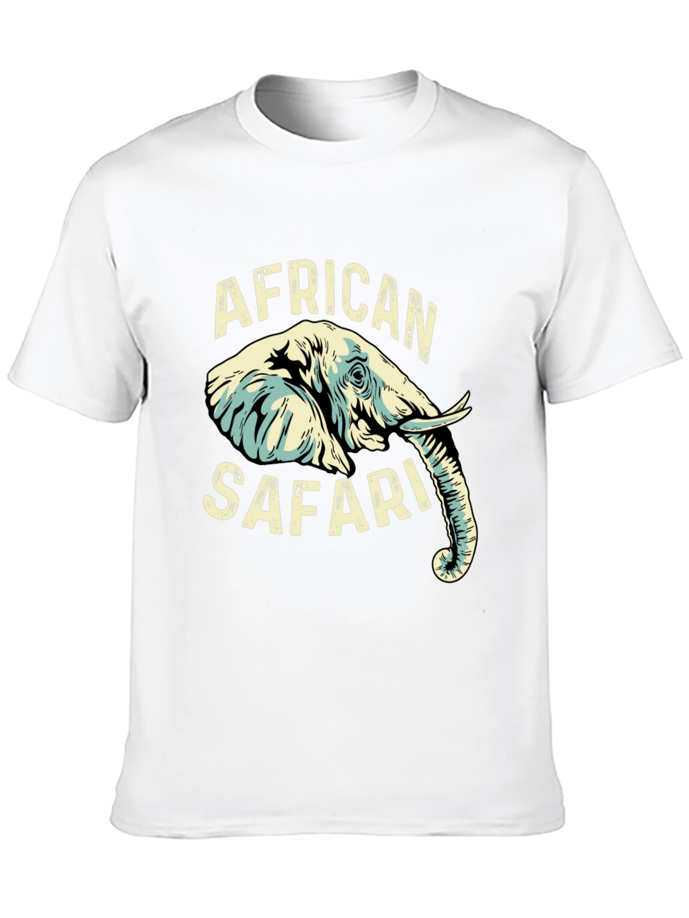 African Safari Elephant Graphic Print Black T-Shirt