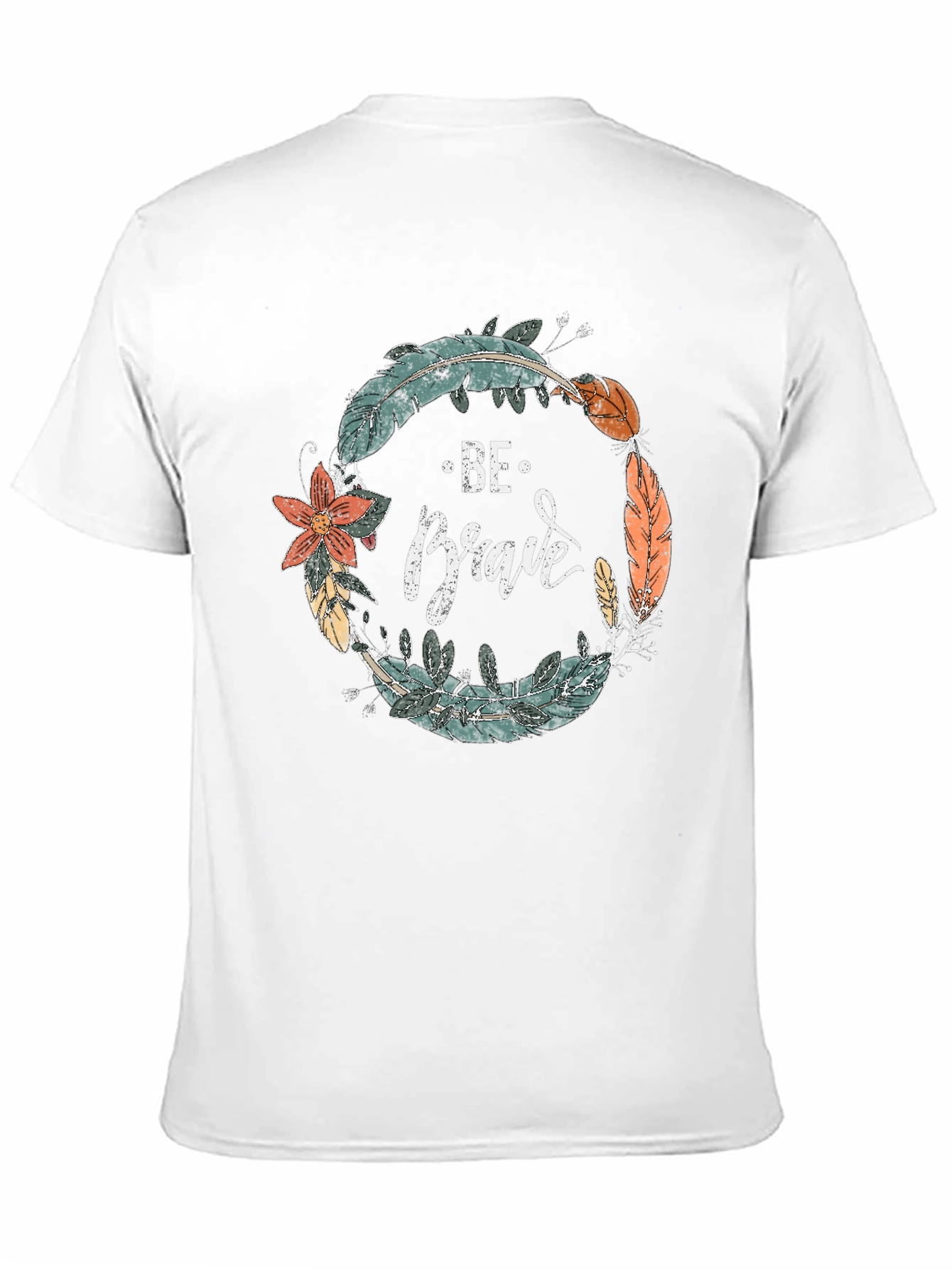Be Brave Feather Wreath Graphic Tee - Black