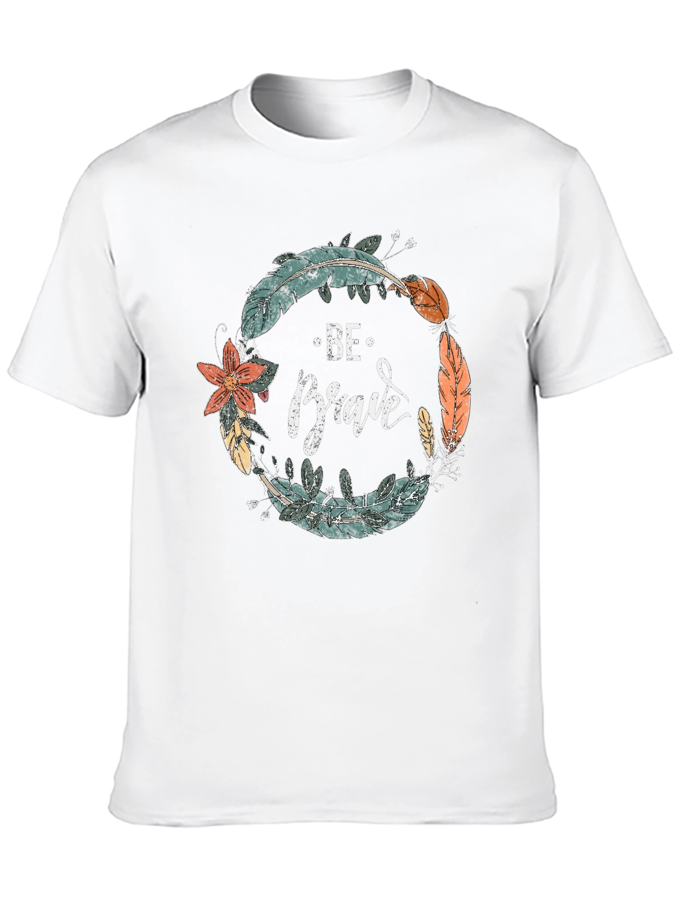 Be Brave Feather Wreath Graphic Tee - Black