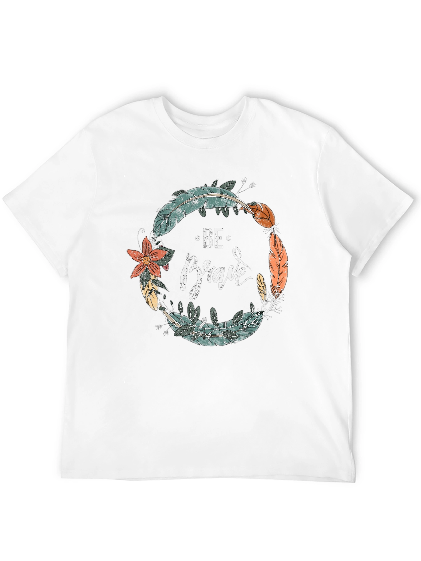 Be Brave Feather Wreath Graphic Tee - Black