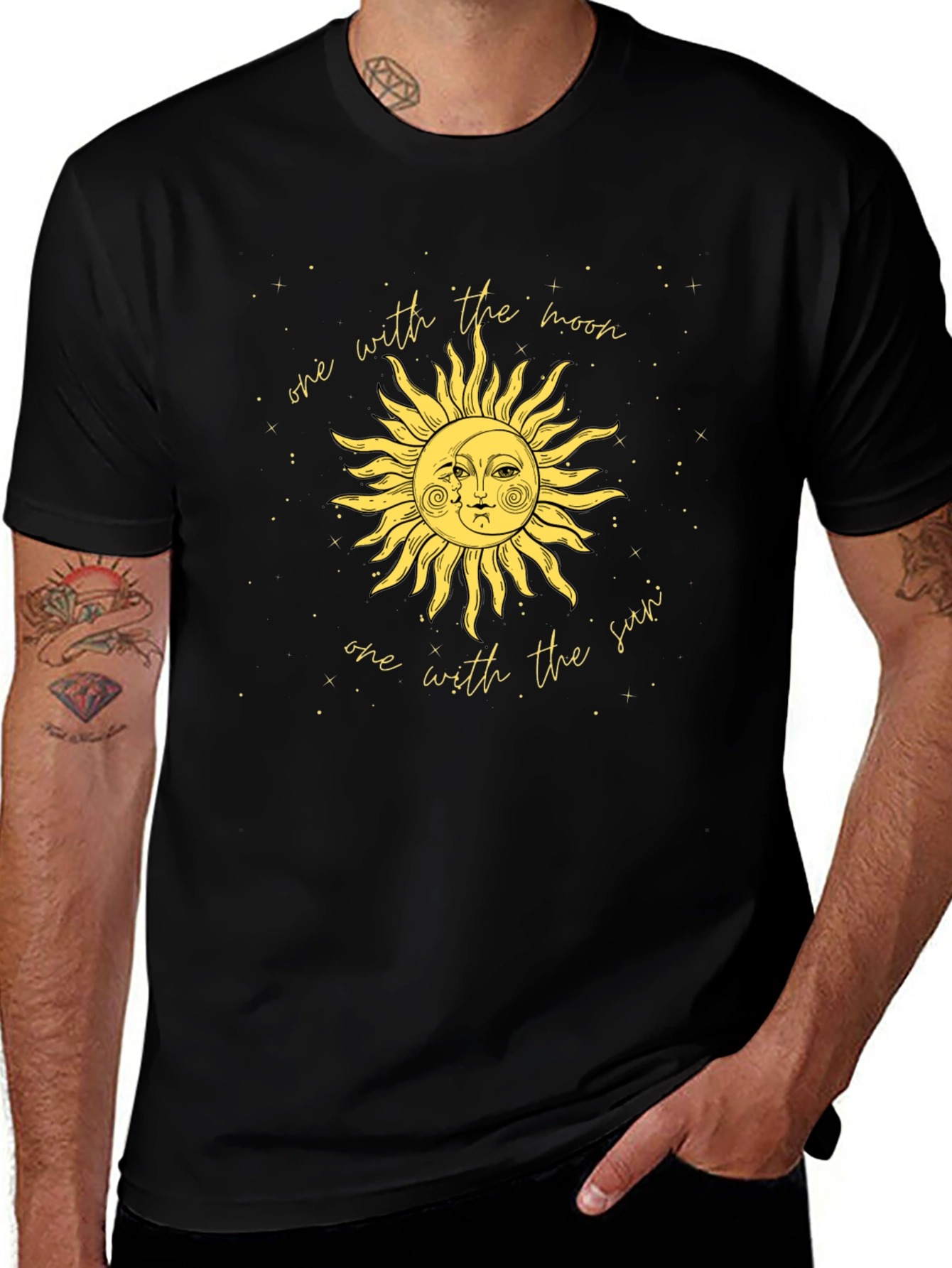 Sun & Moon Graphic Tee - Celestial Black T-Shirt
