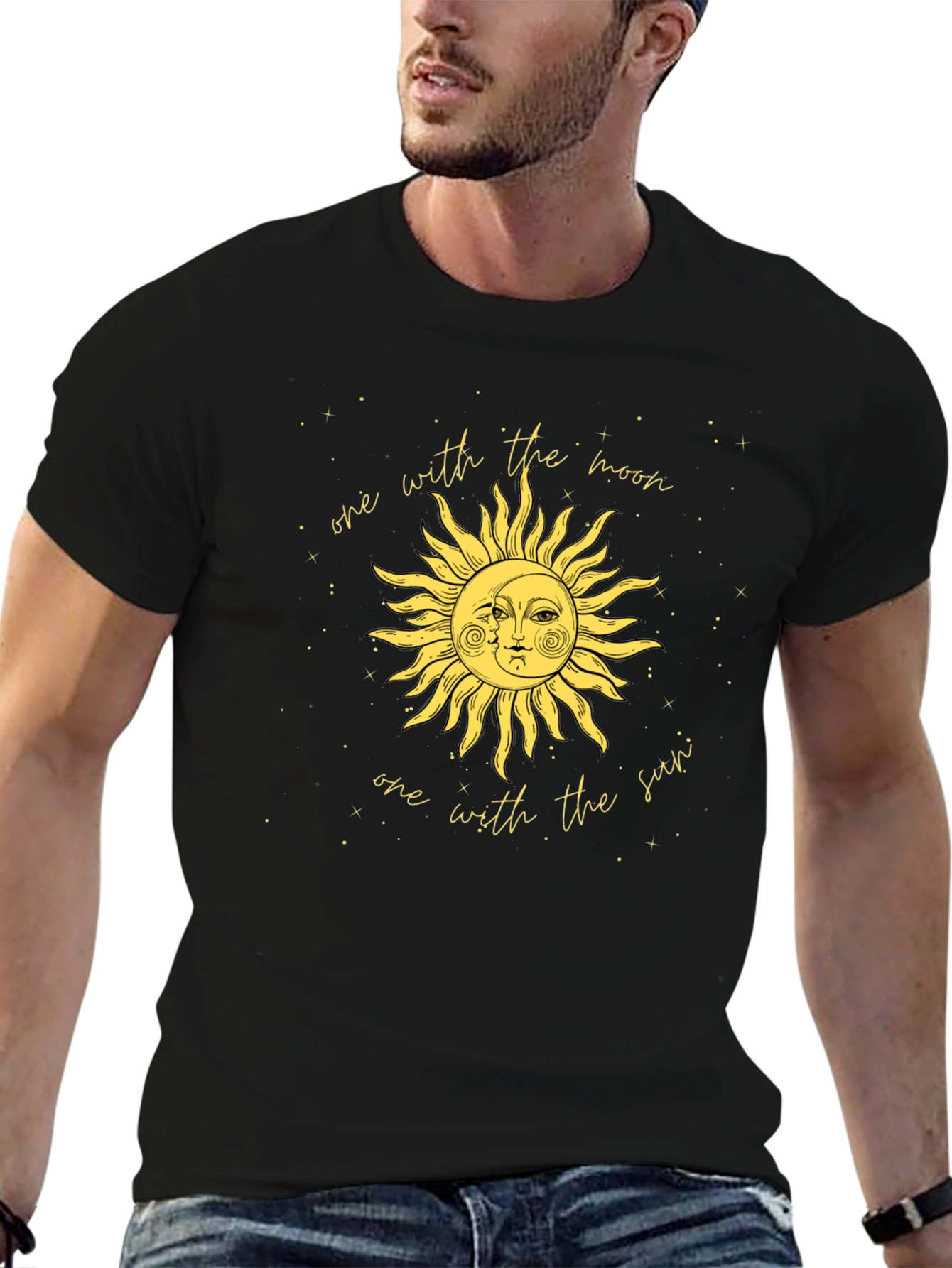 Sun & Moon Graphic Tee - Celestial Black T-Shirt