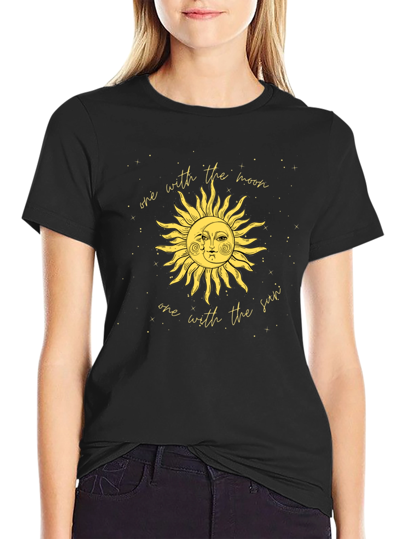 Sun & Moon Graphic Tee - Celestial Black T-Shirt