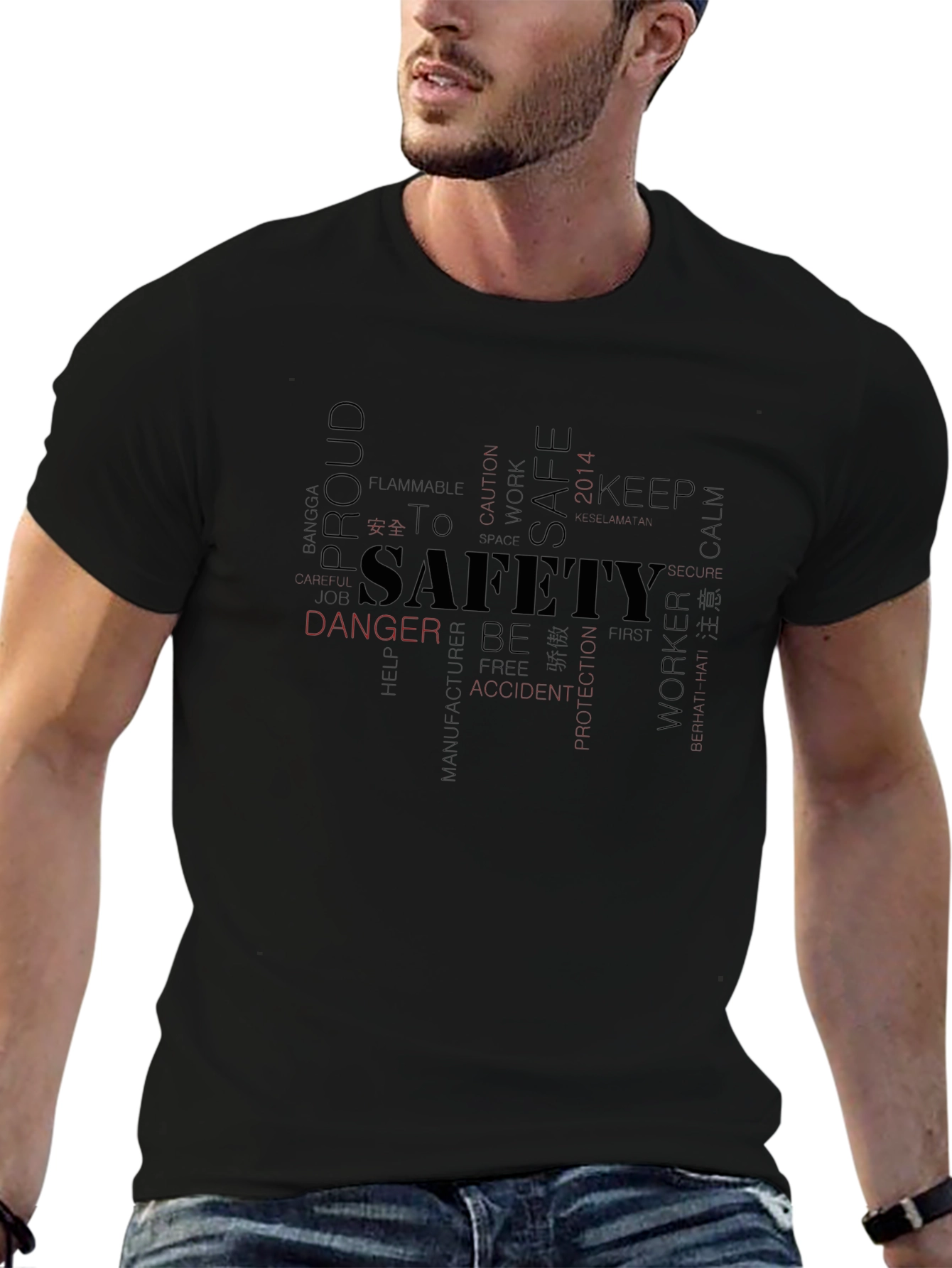 Safety First Word Art Graphic T-Shirt