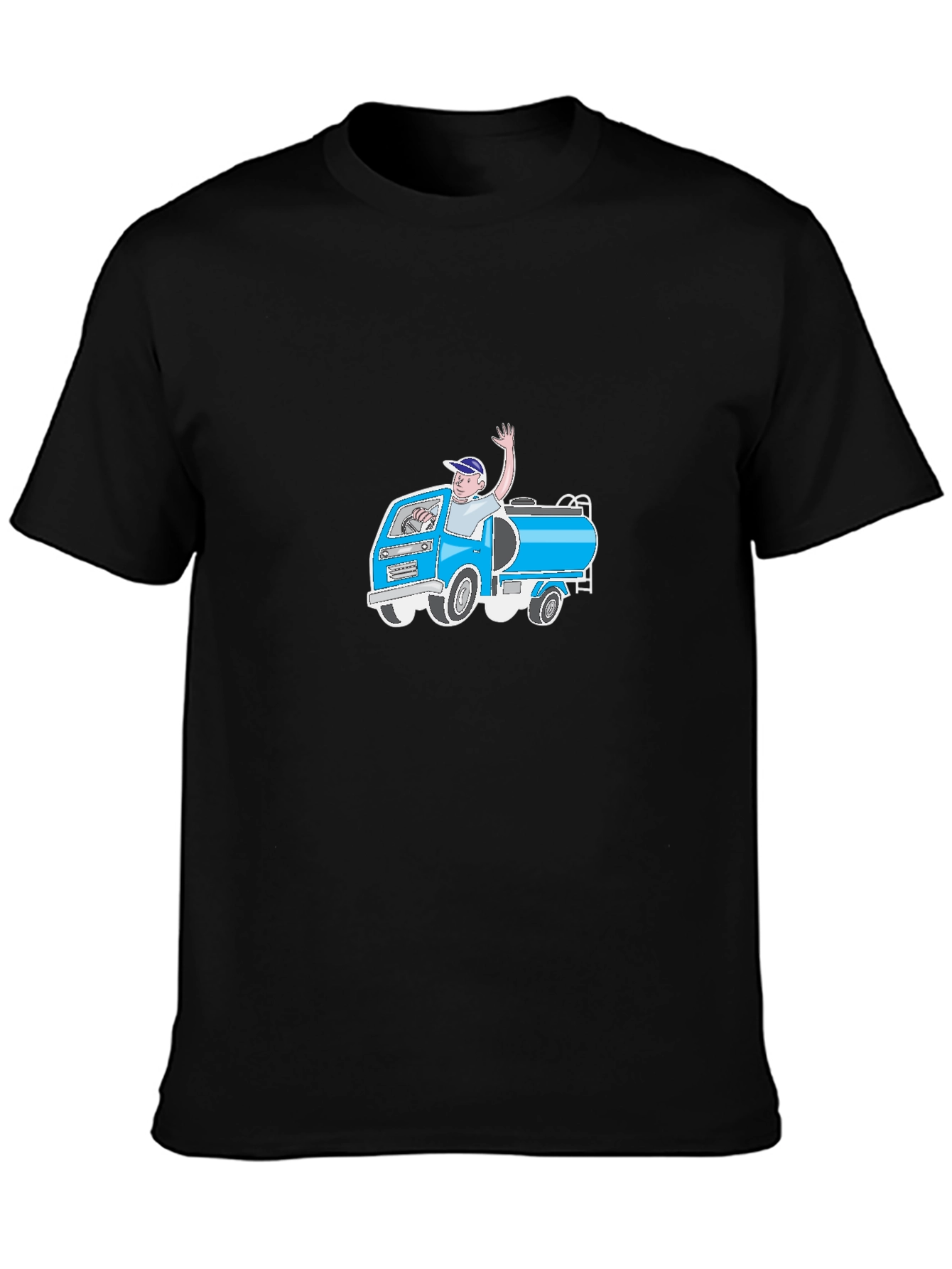 Cartoon Tank Truck Graphic T-Shirt