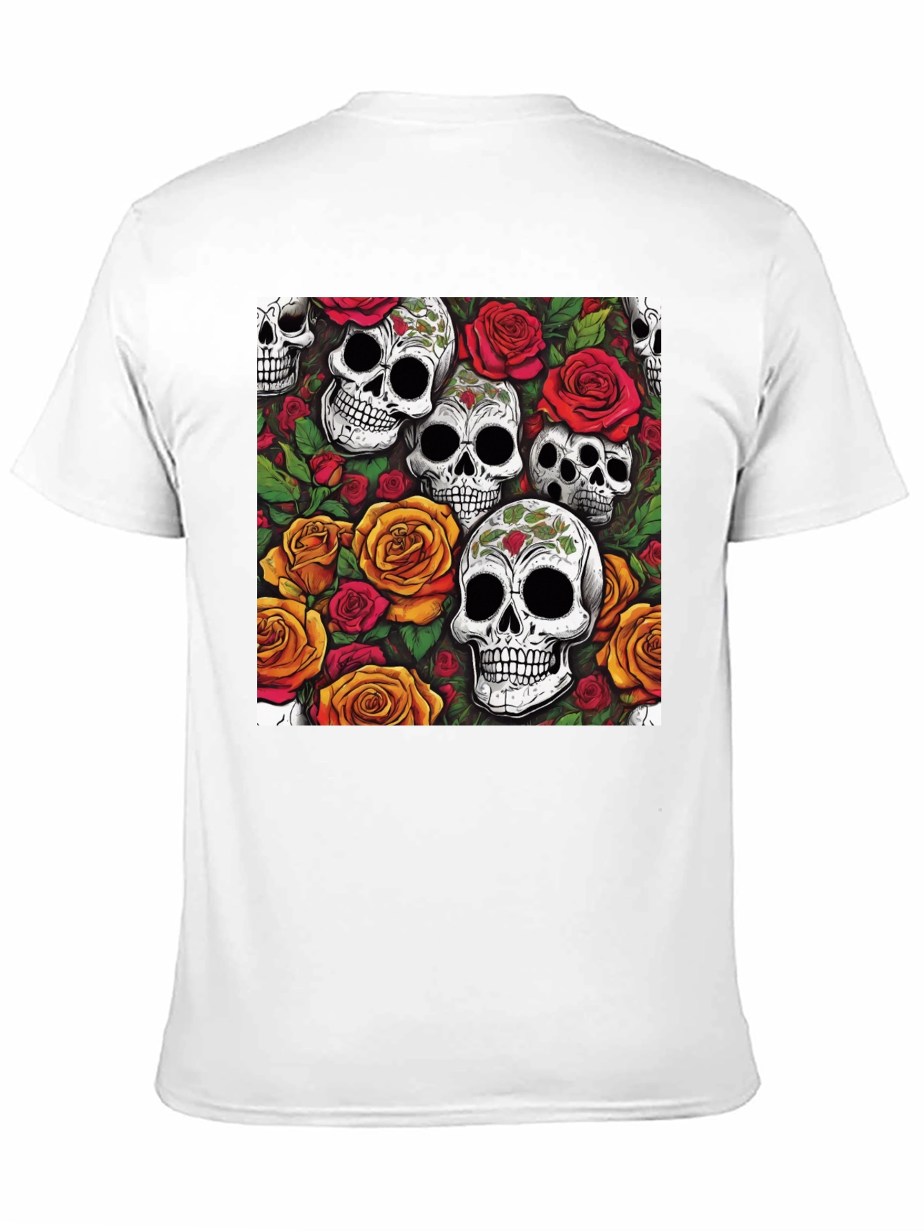 Skull and Roses Graphic Tee - Black