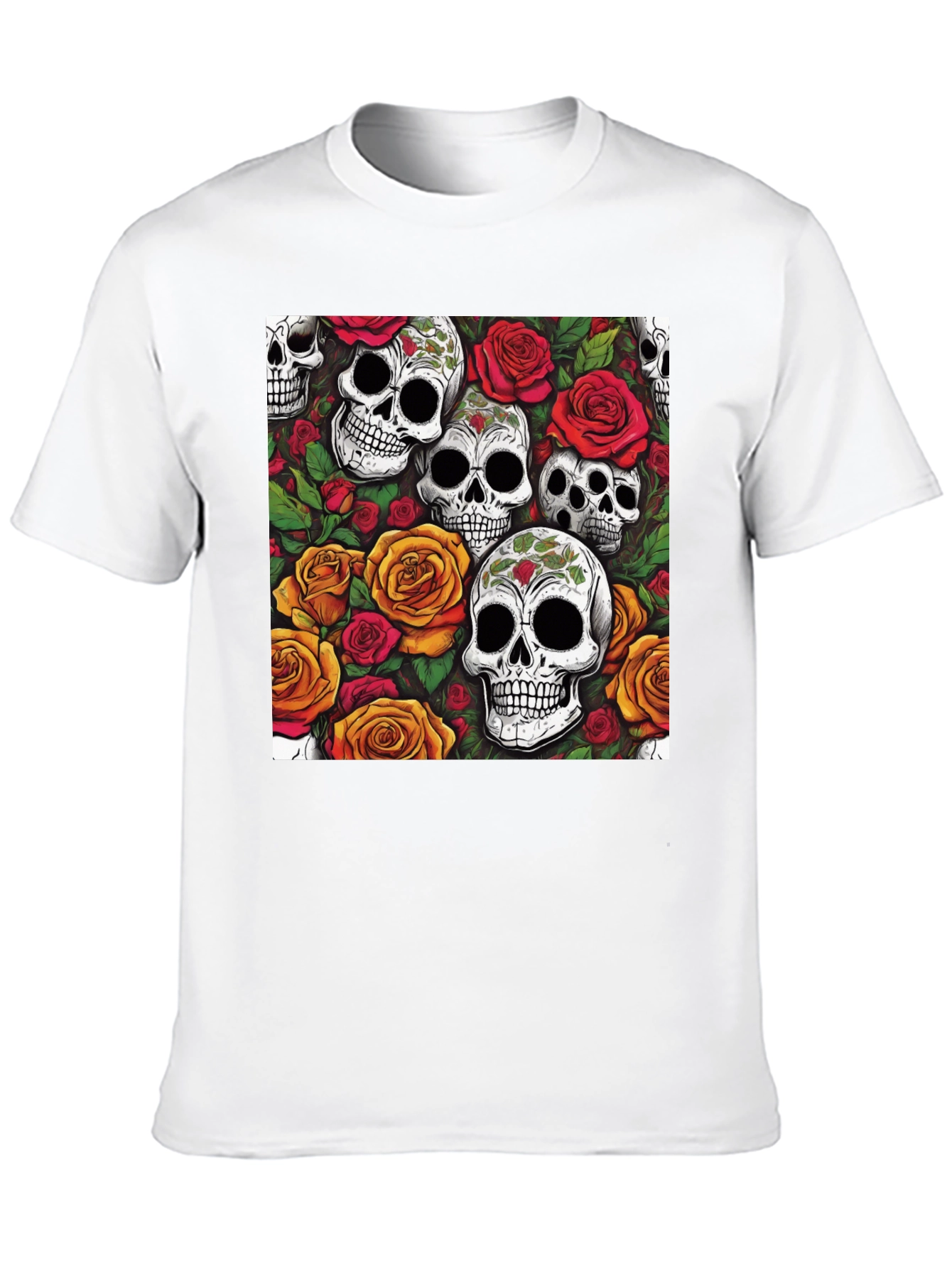 Skull and Roses Graphic Tee - Black