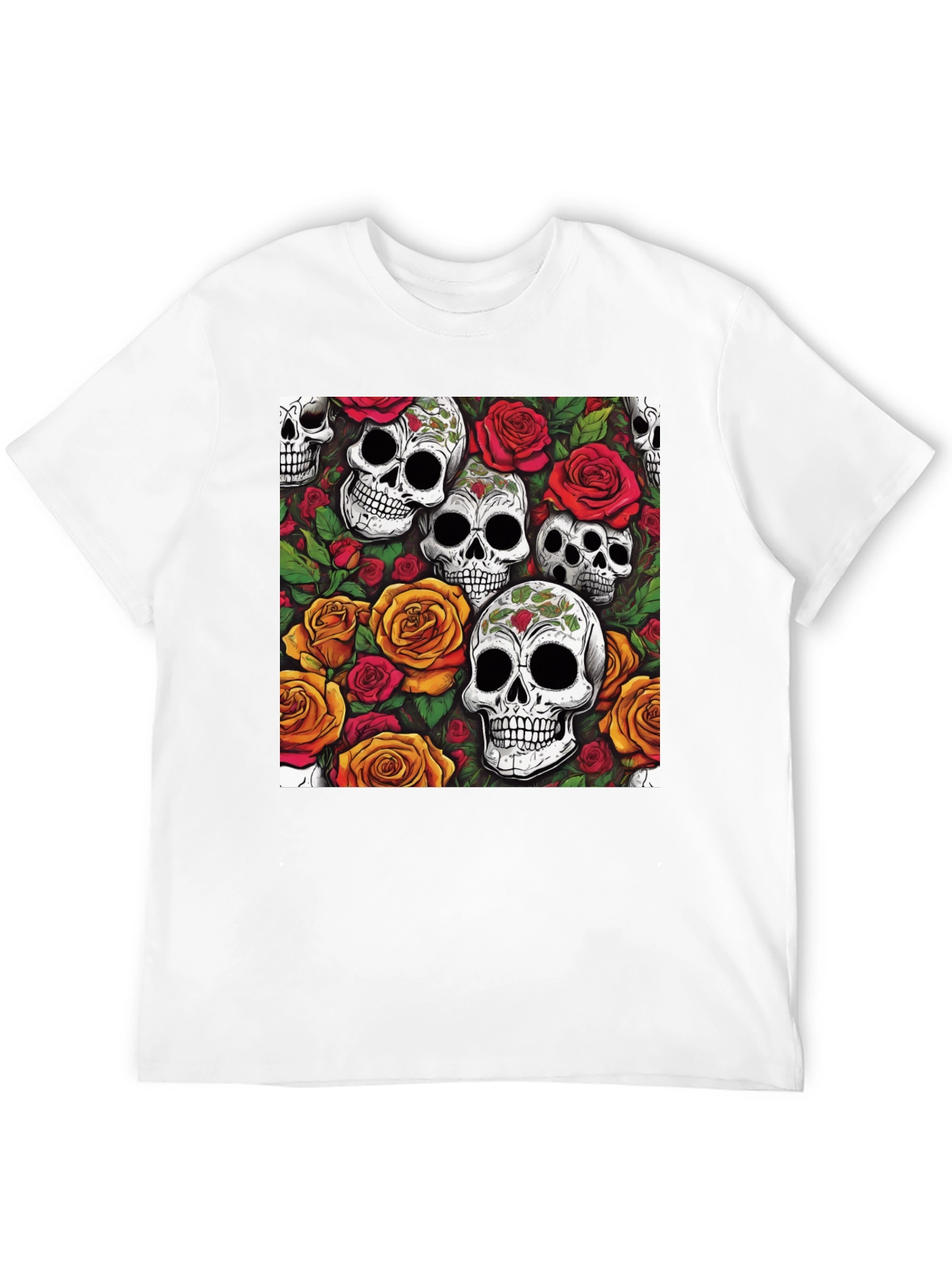Skull and Roses Graphic Tee - Black