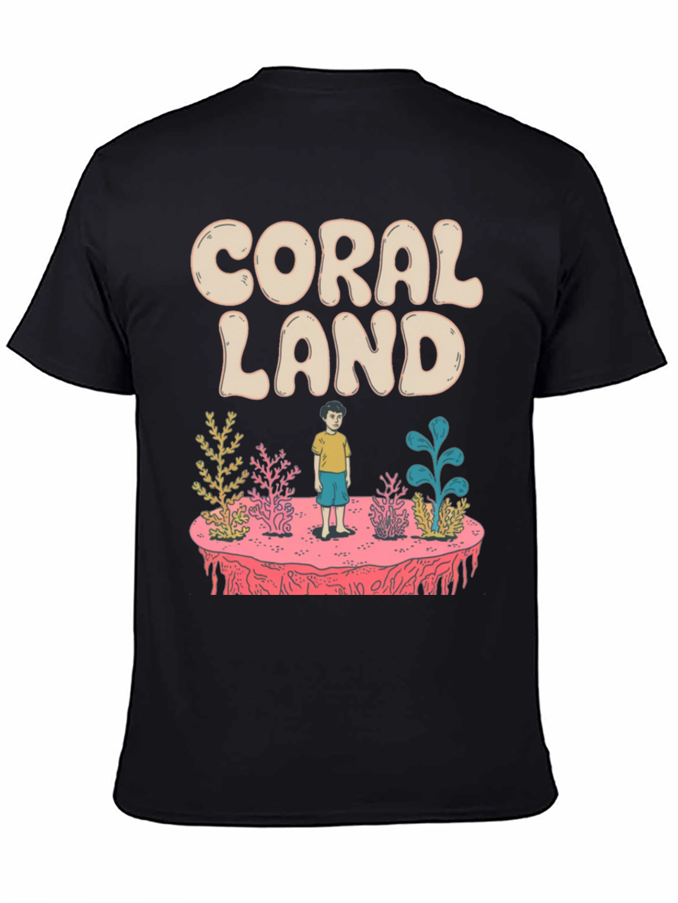 Coral Land Black Graphic T-Shirt