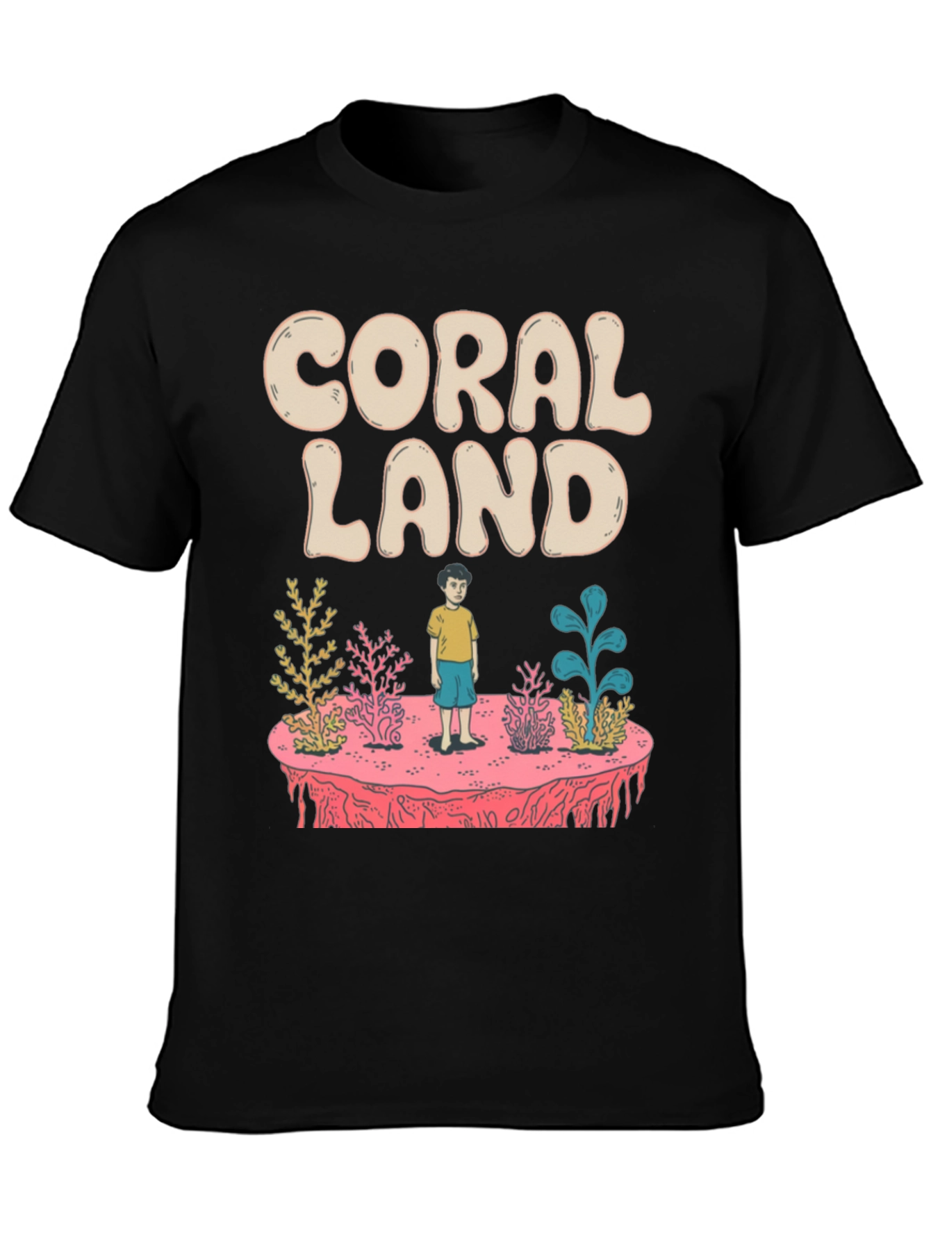Coral Land Black Graphic T-Shirt
