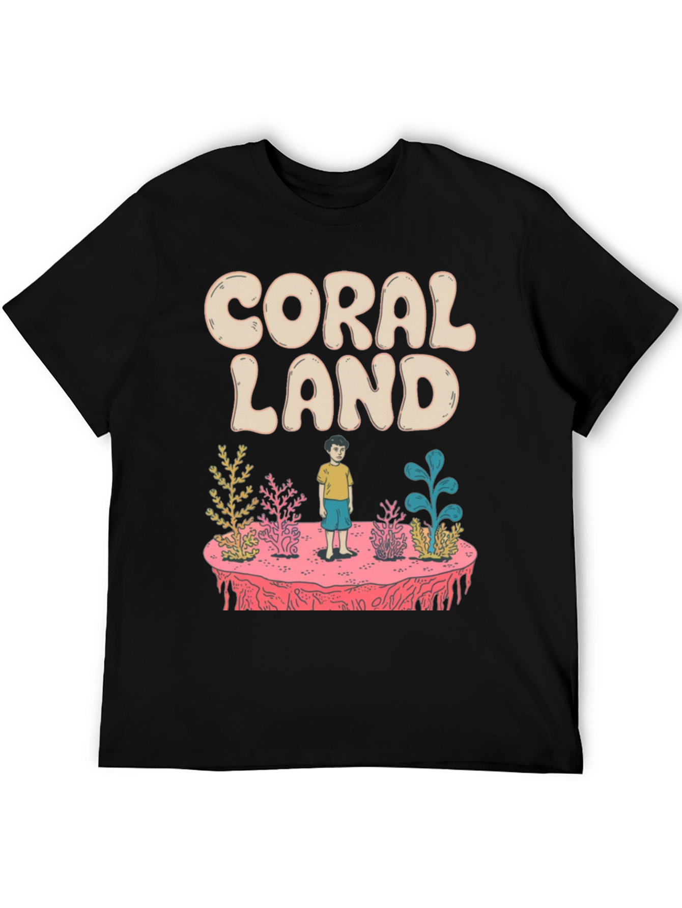 Coral Land Black Graphic T-Shirt