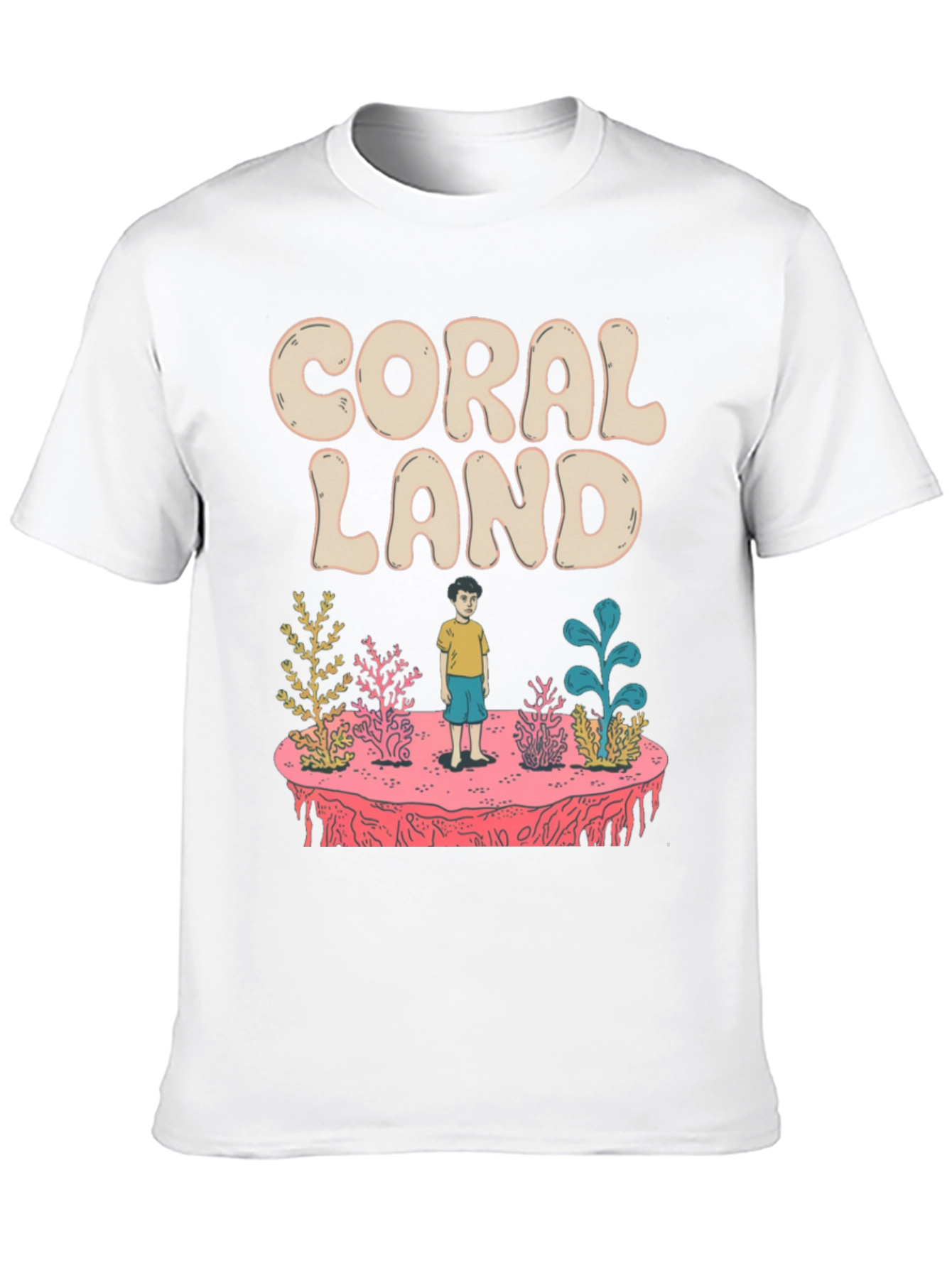 Coral Land Black Graphic T-Shirt