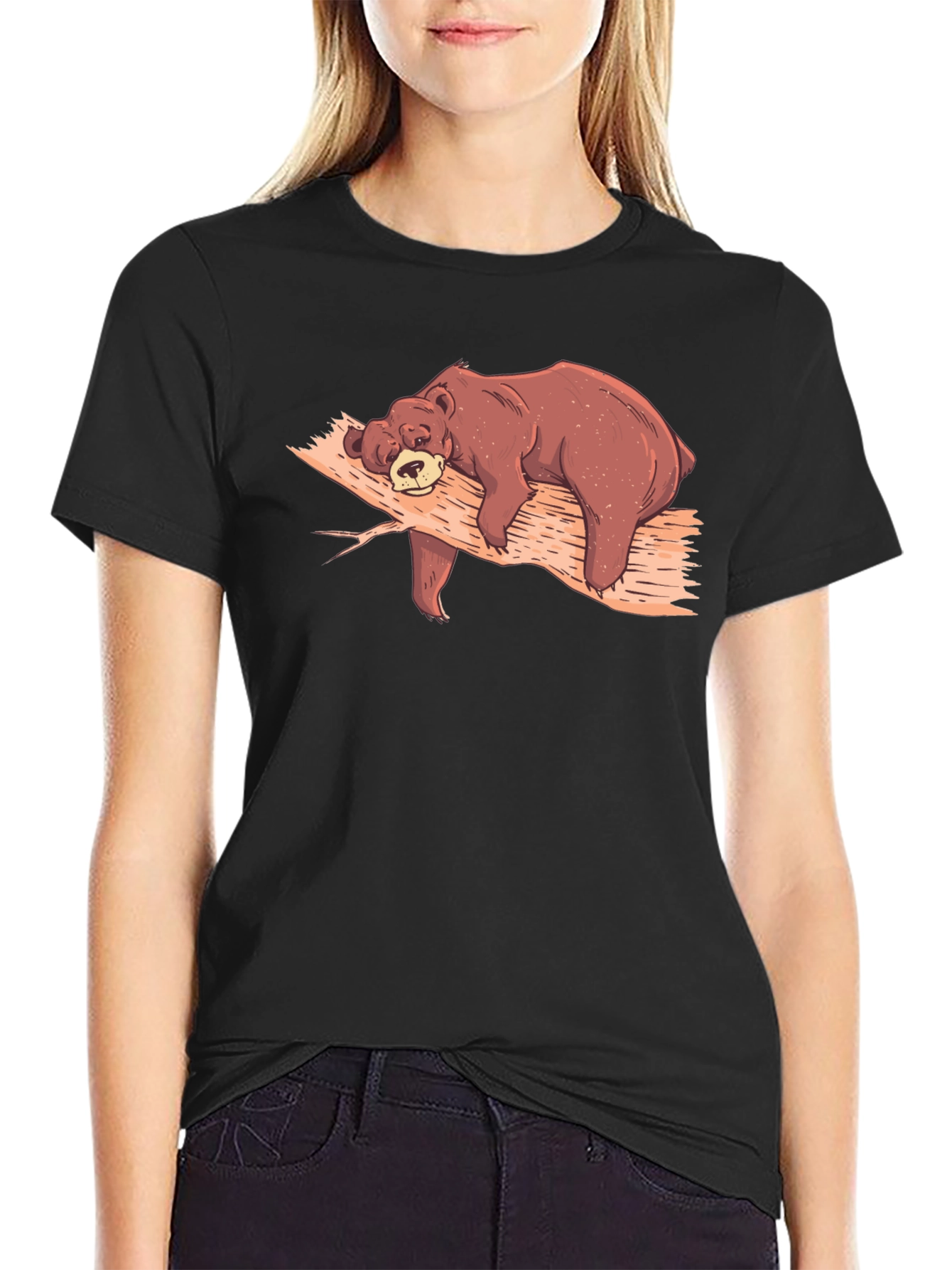 Lazy Bear Nap T-Shirt - Comfy Black Tee