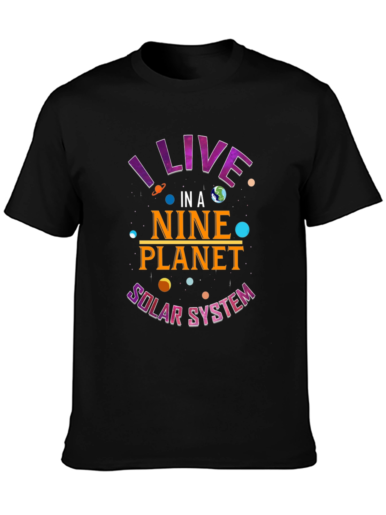 Nine Planet Solar System Graphic Tee