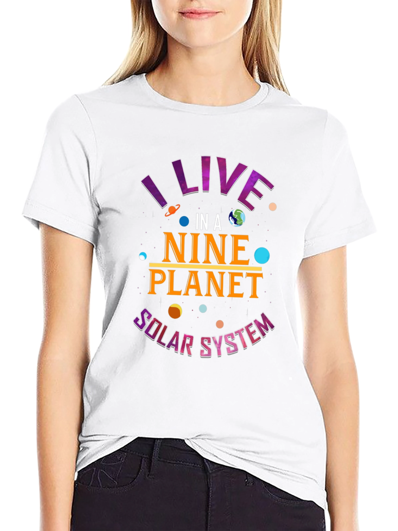 Nine Planet Solar System Graphic Tee
