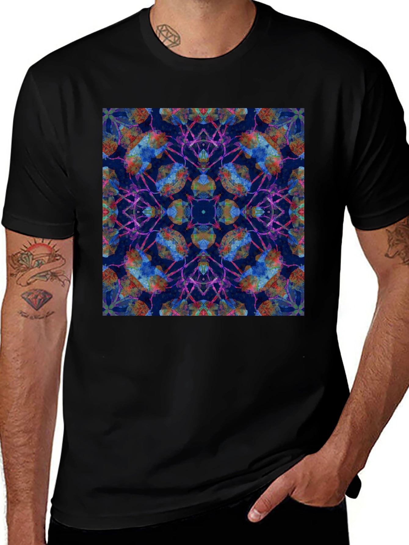 Kaleidoscope Print Black T-Shirt