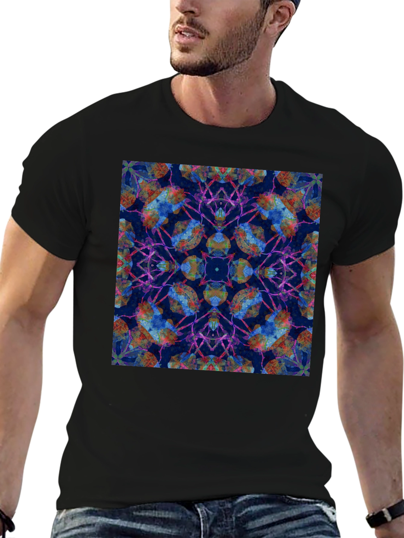 Kaleidoscope Print Black T-Shirt