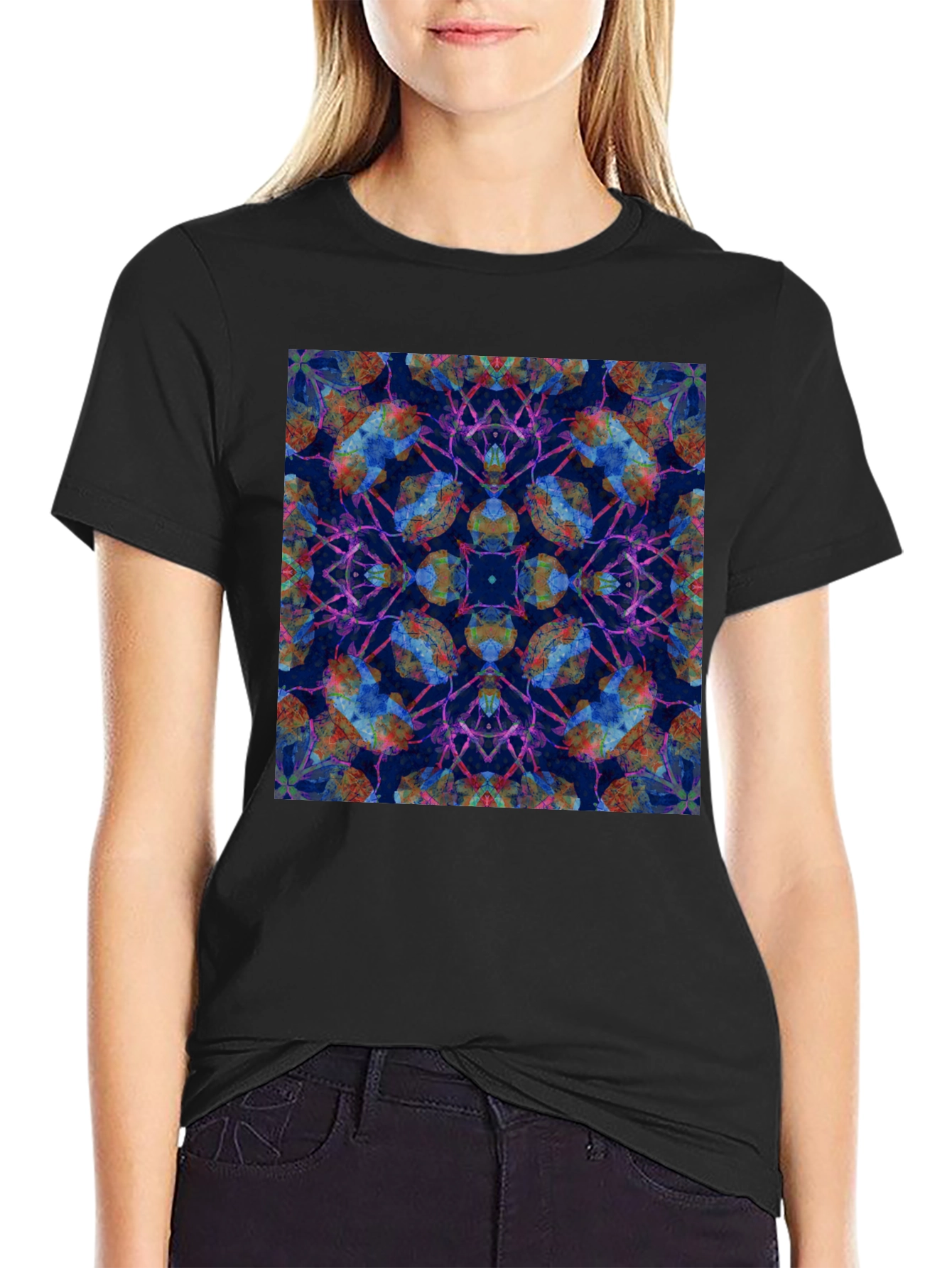Kaleidoscope Print Black T-Shirt
