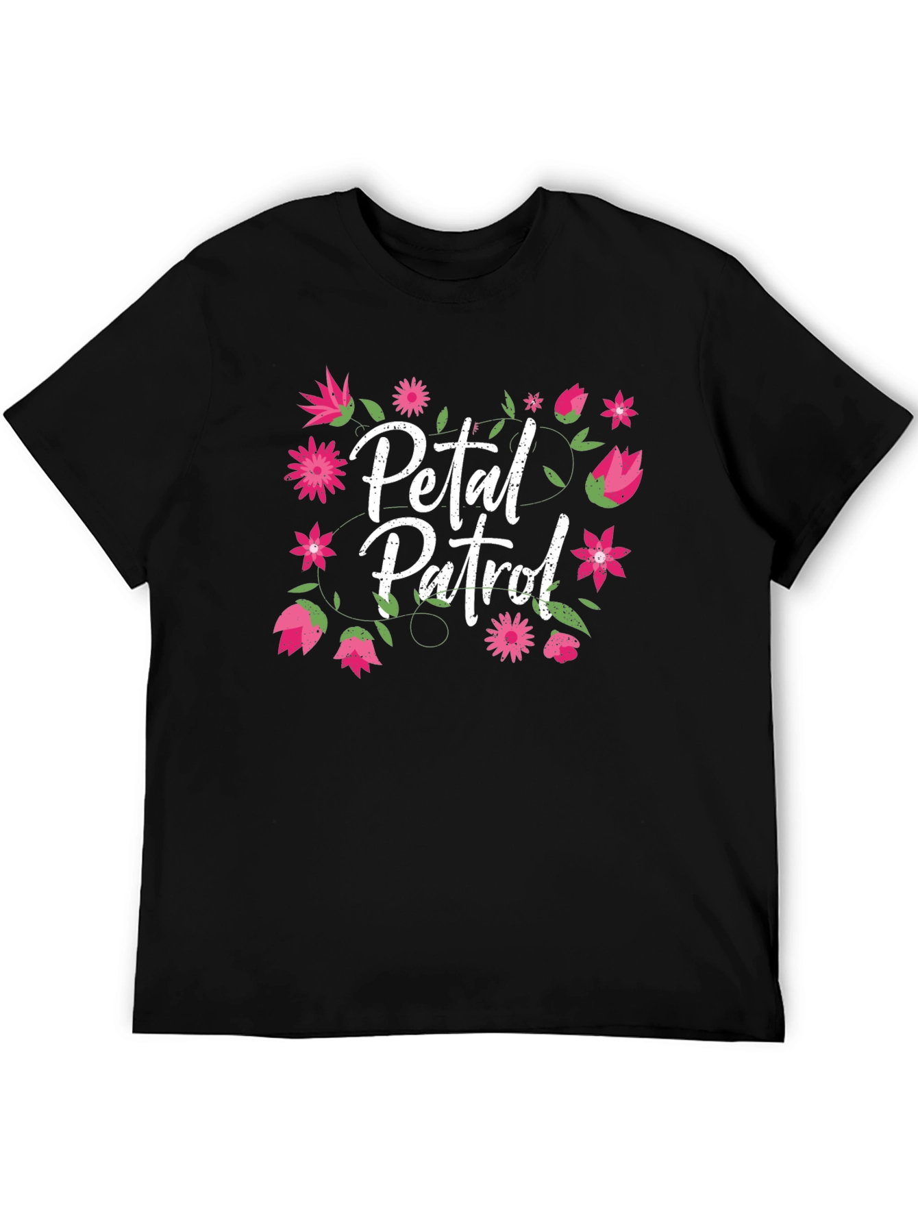 Petal Patrol Floral Graphic Black T-Shirt