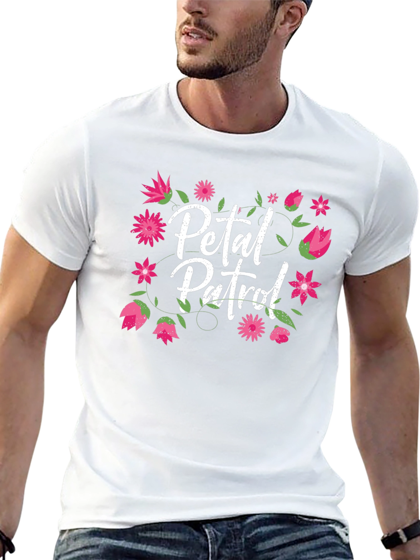 Petal Patrol Floral Graphic Black T-Shirt