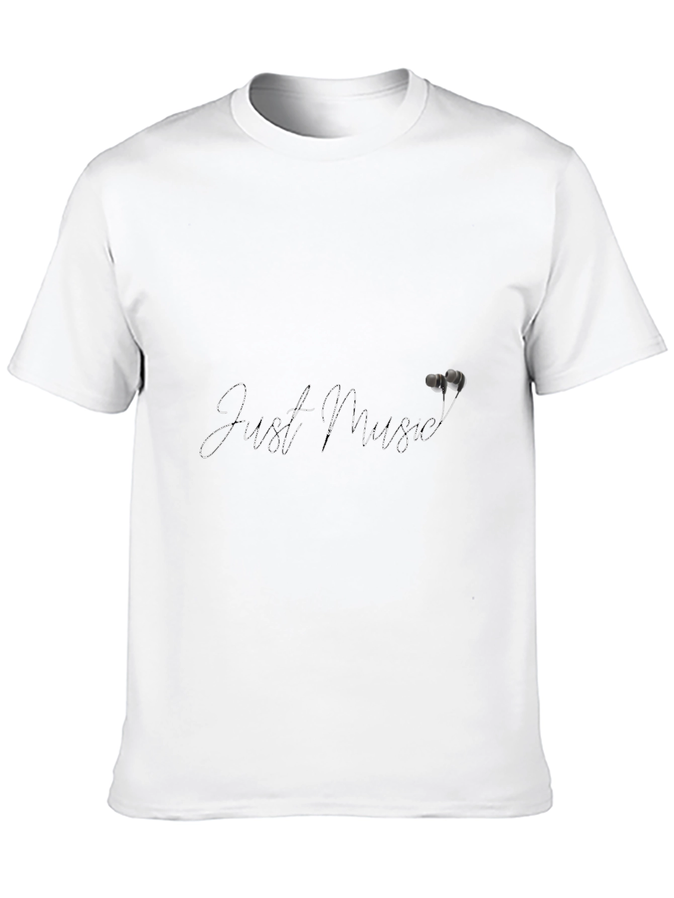 Just Music Black T-Shirt with Earphones Graphic