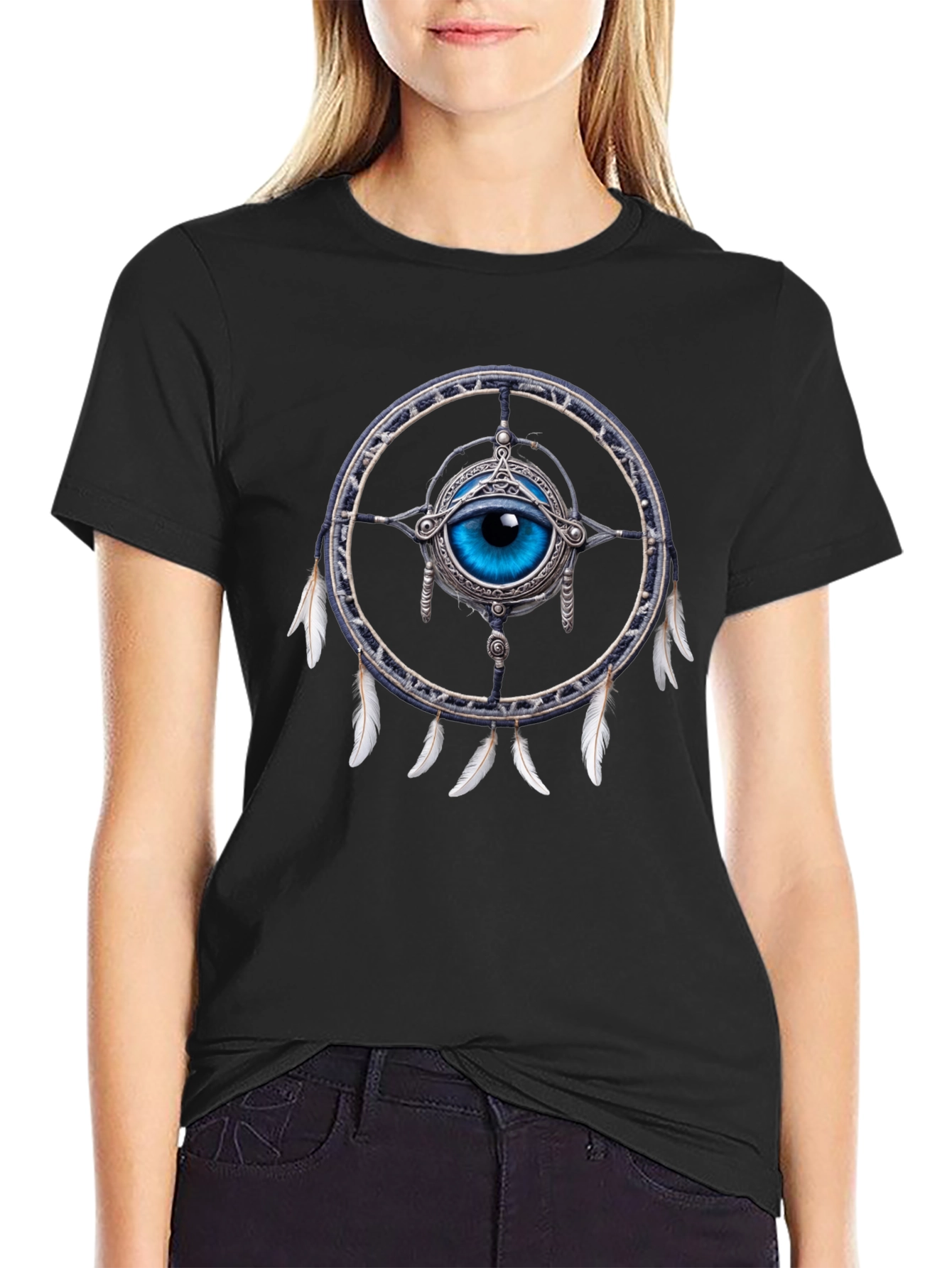 Eye Dreamcatcher Graphic T-Shirt - Mystical Design