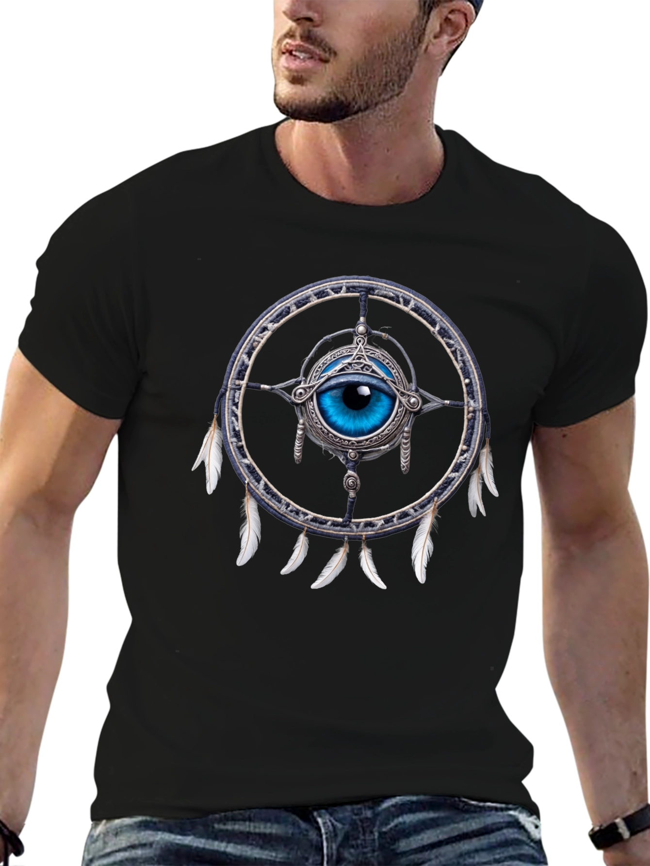 Eye Dreamcatcher Graphic T-Shirt - Mystical Design