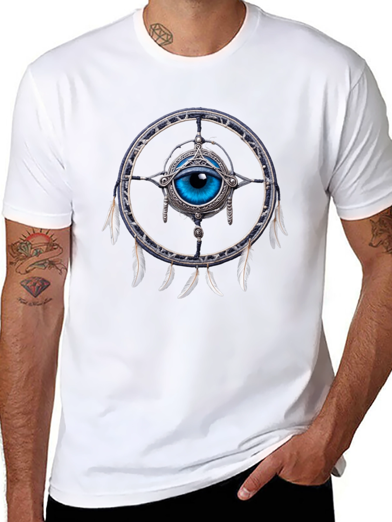 Eye Dreamcatcher Graphic T-Shirt - Mystical Design