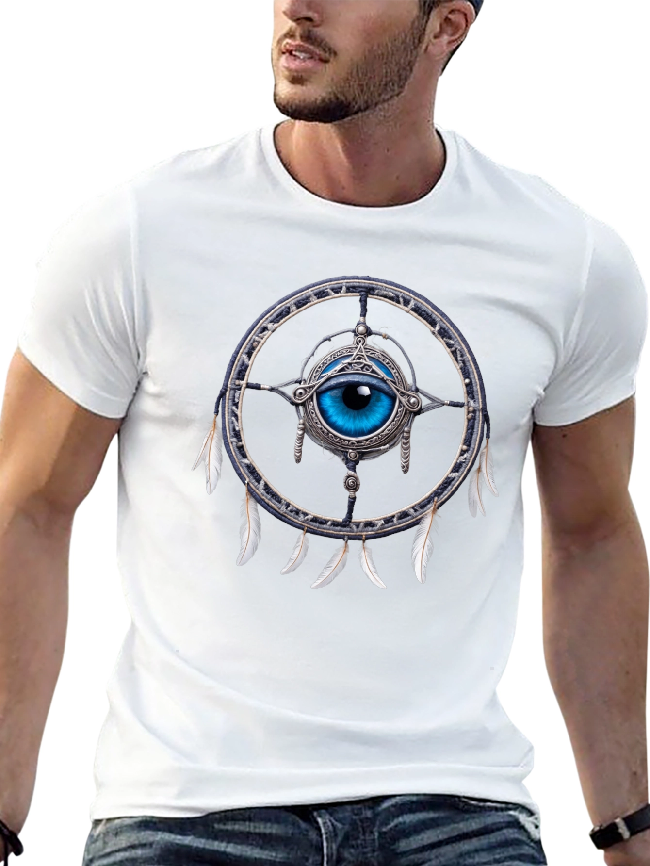 Eye Dreamcatcher Graphic T-Shirt - Mystical Design