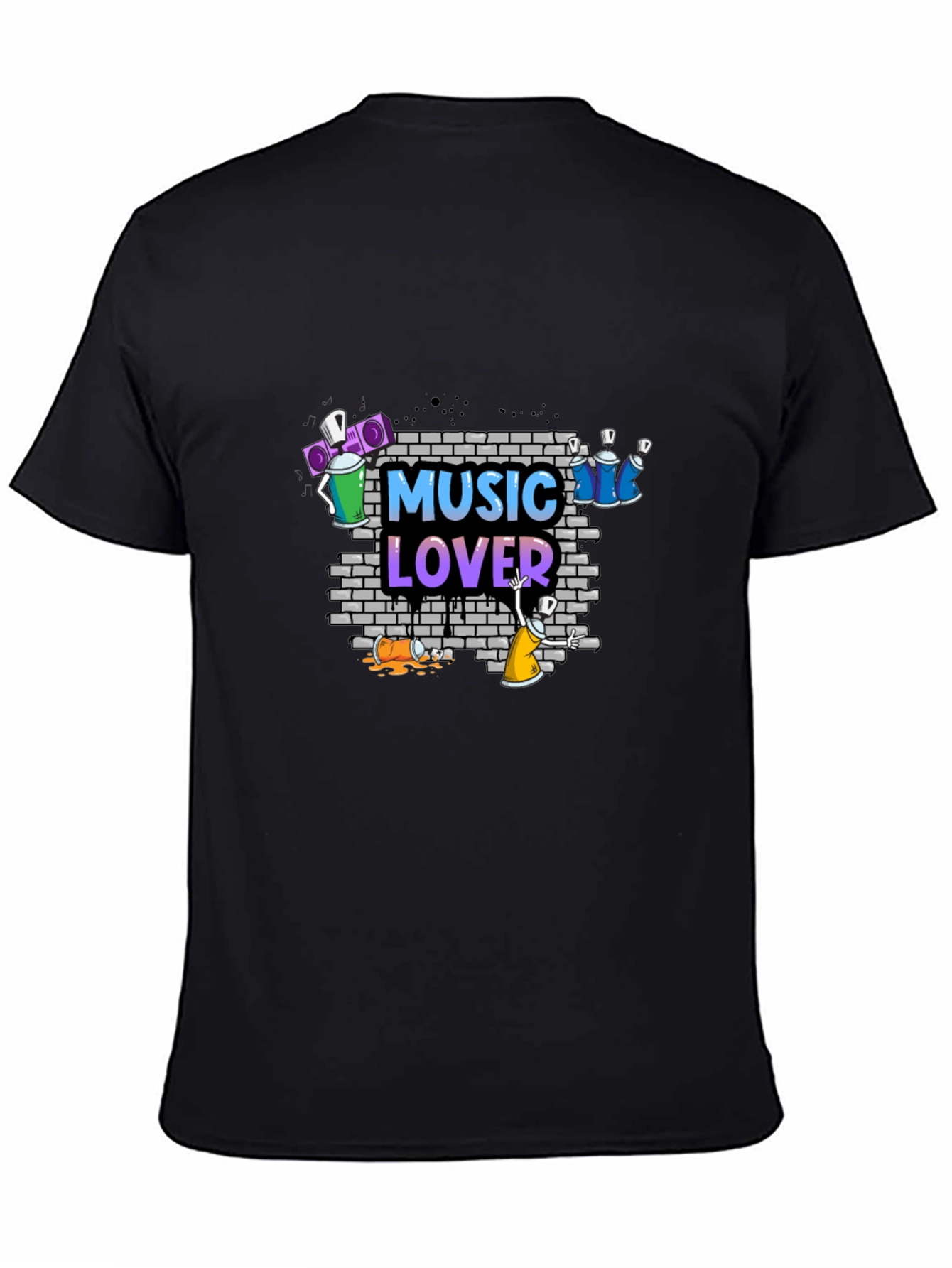 Music Lover Graphic Tee - Black Casual Shirt