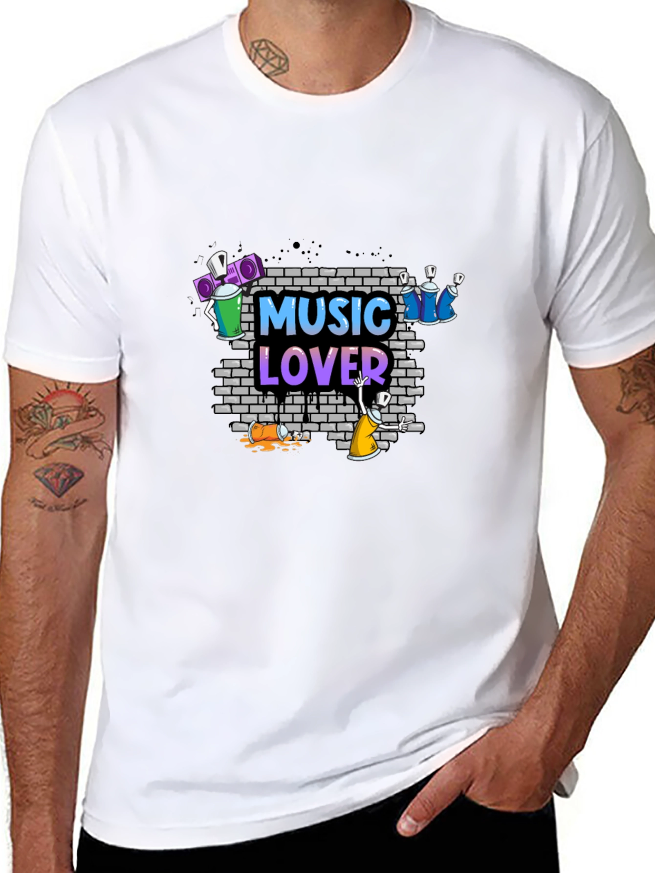 Music Lover Graphic Tee - Black Casual Shirt