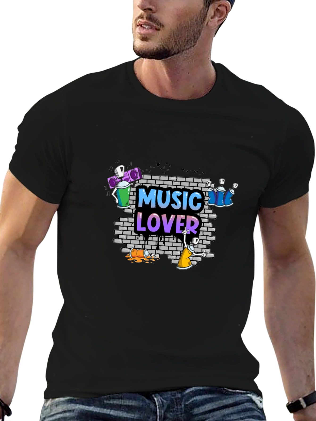 Music Lover Graphic Tee - Black Casual Shirt