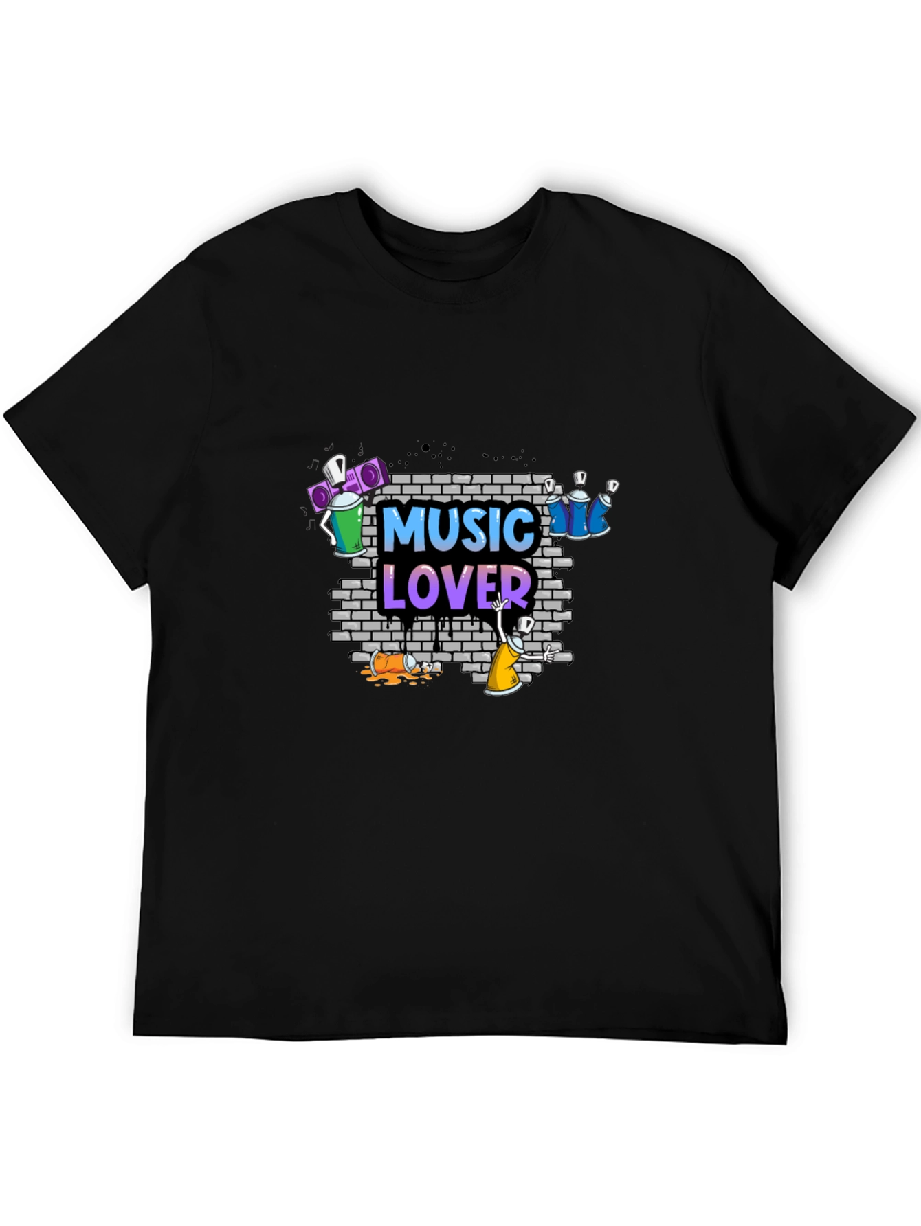 Music Lover Graphic Tee - Black Casual Shirt